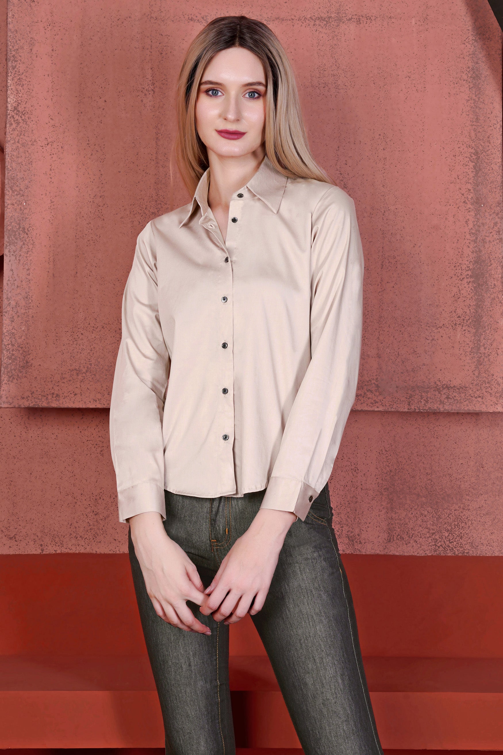 Clam Shell Brown Premium Cotton Shirt