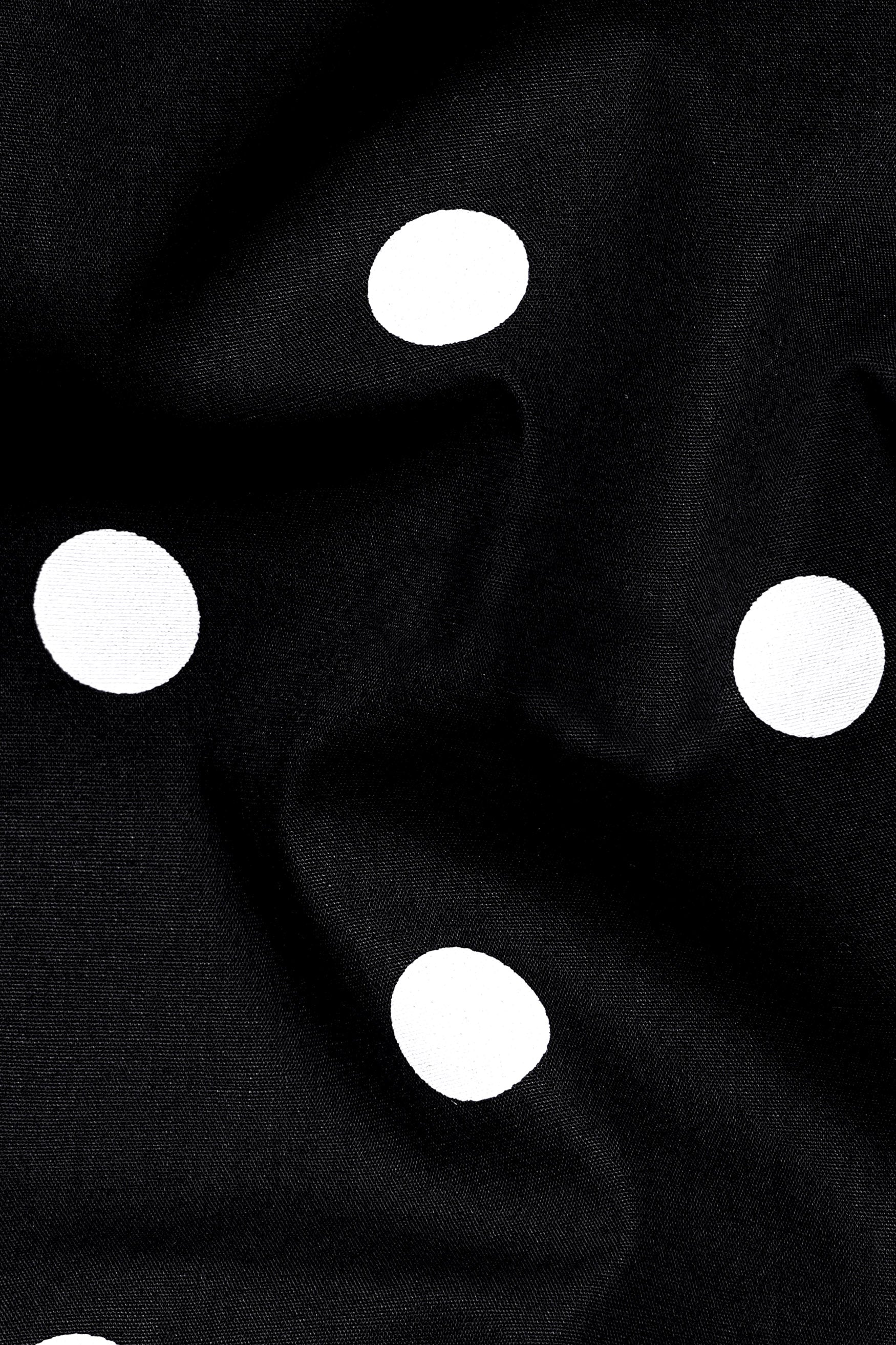 Jade Black and Bright White Polka Dots Premium Cotton Shirt