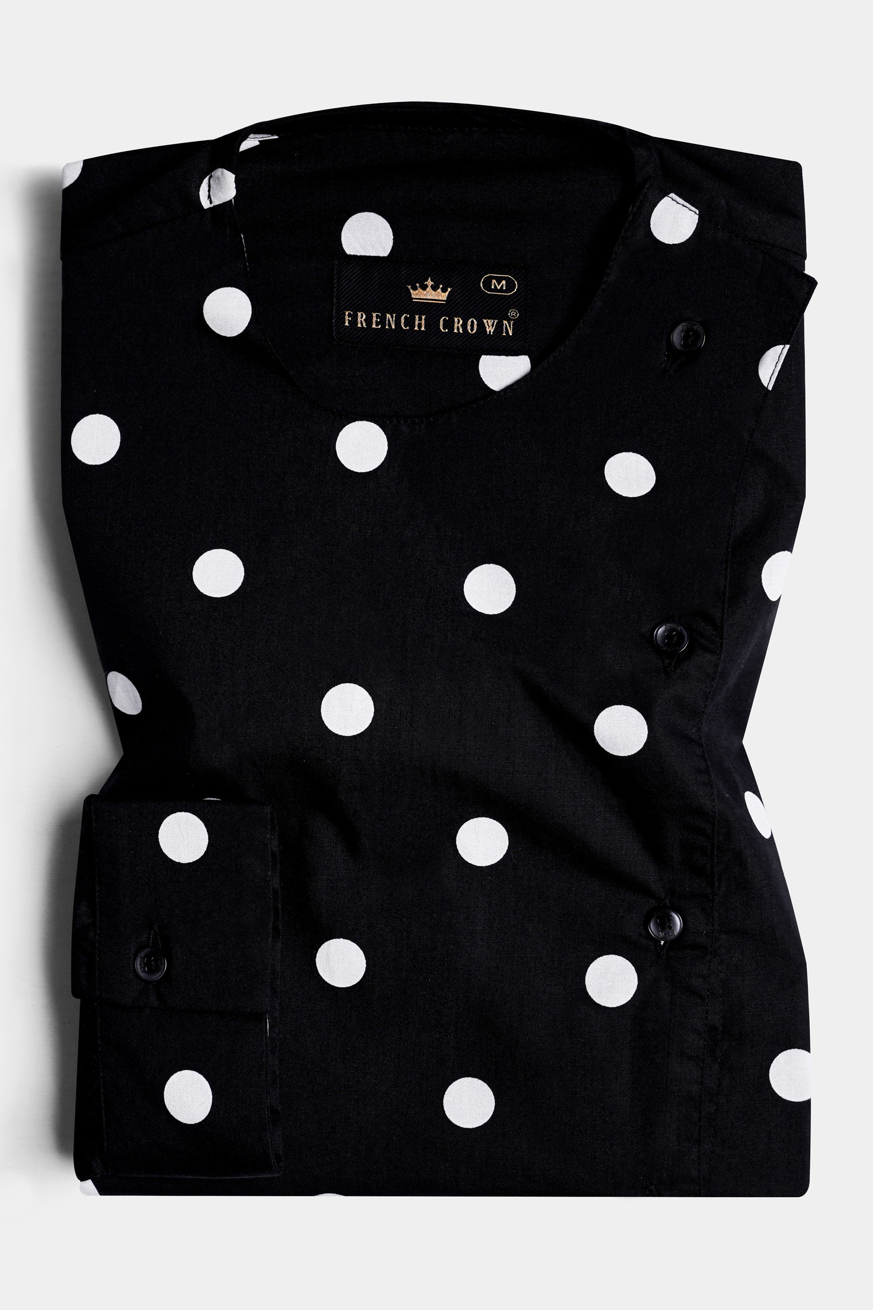 Jade Black and White Polka Dots Premium Cotton Designer Shirt