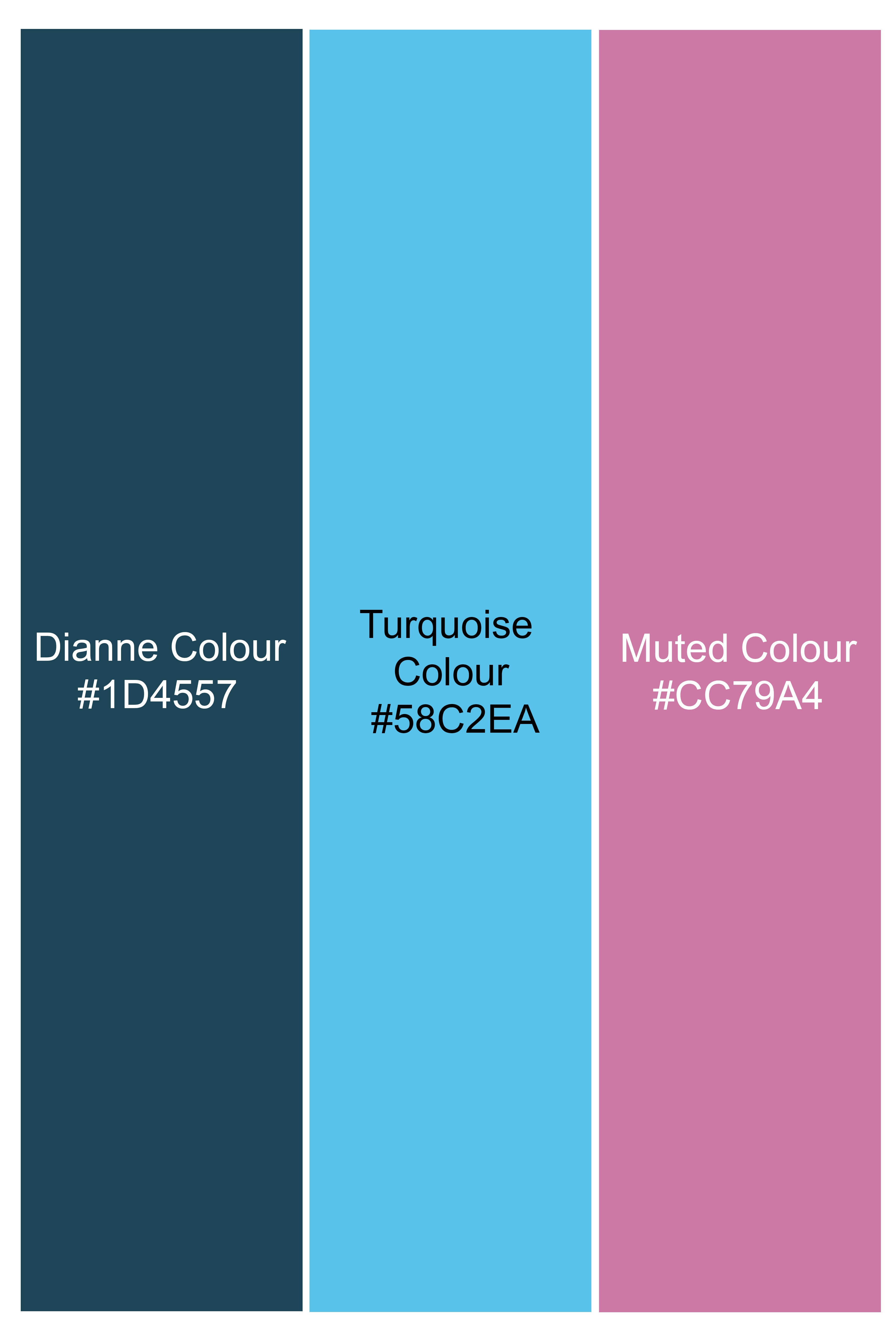 Dianne Blue with Turquoise Blue Abstract Printed Premium Cotton Crop Shirt