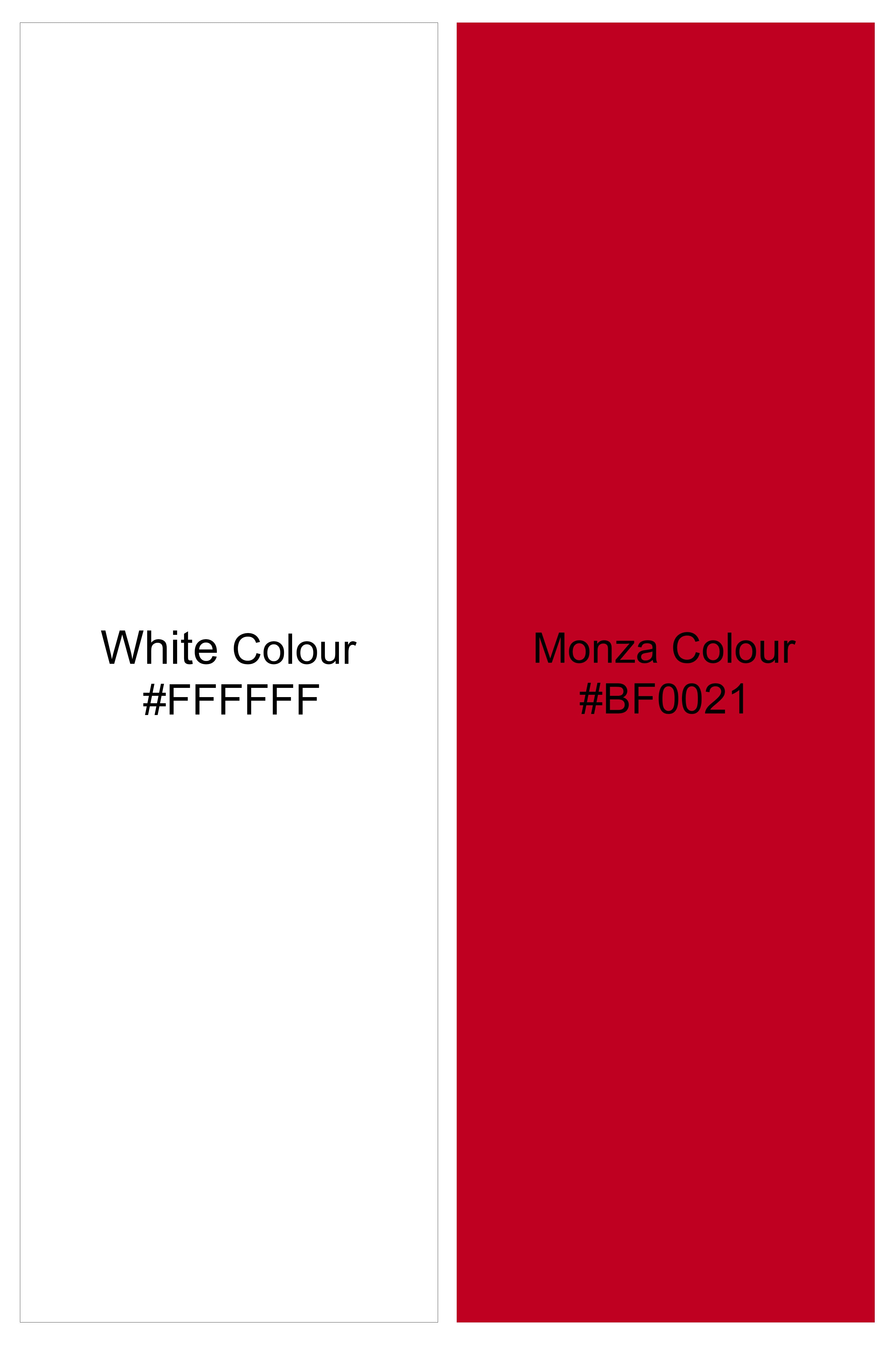 Bright White with Monza Red Polka Dots Premium Cotton Crop Shirt