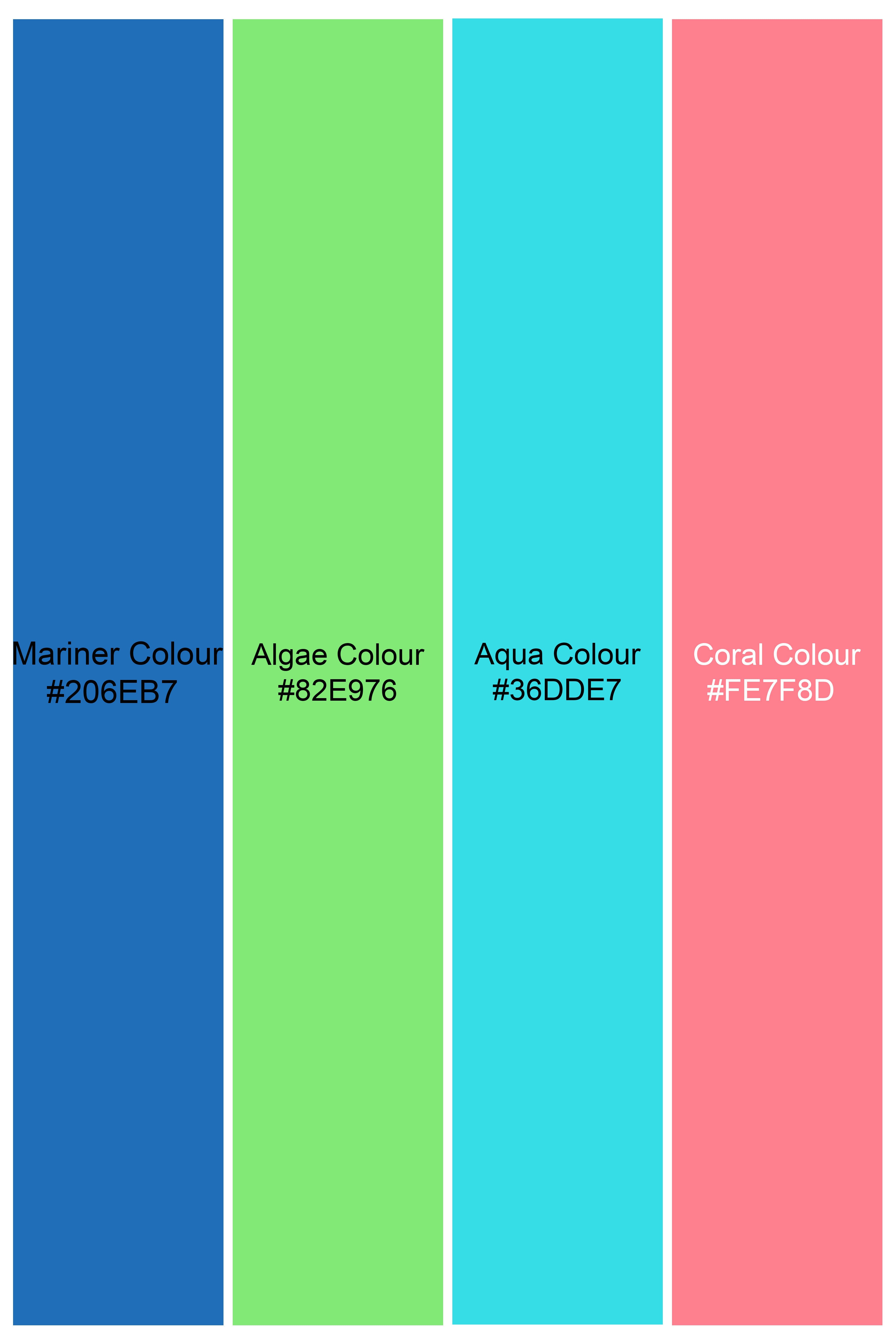 Mariner Blue with Algae Green Paisley Printed Premium Cotton Crop Shirt