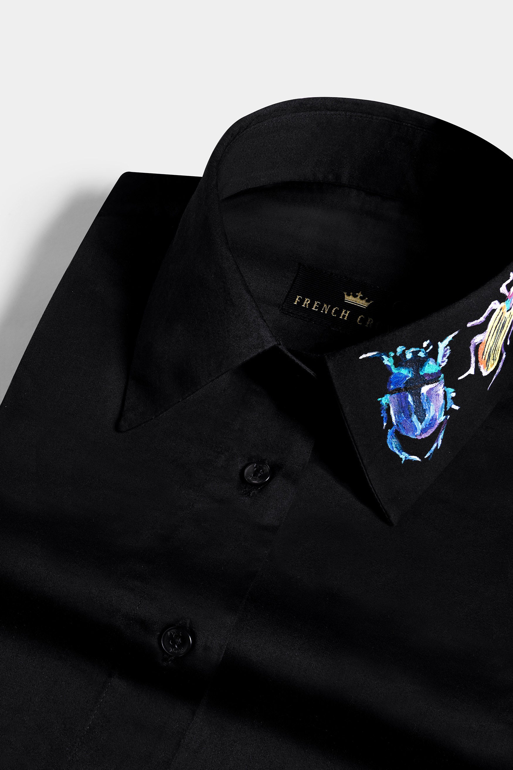 Jade Black Beetle Hand Painted Premium Cotton Designer Shirt