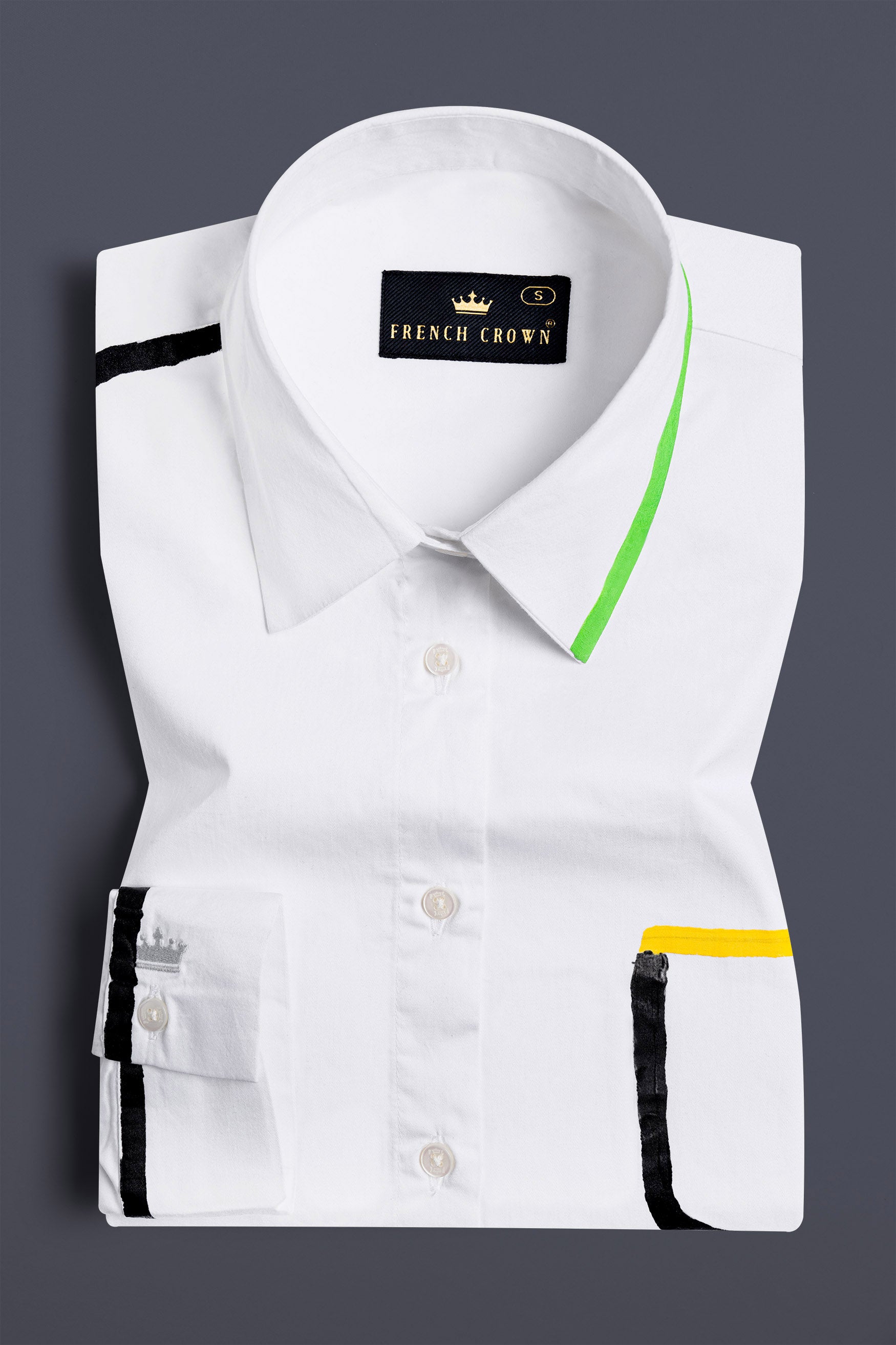 Bright White Multicolour Hand Painted Premium Cotton Designer Shirt