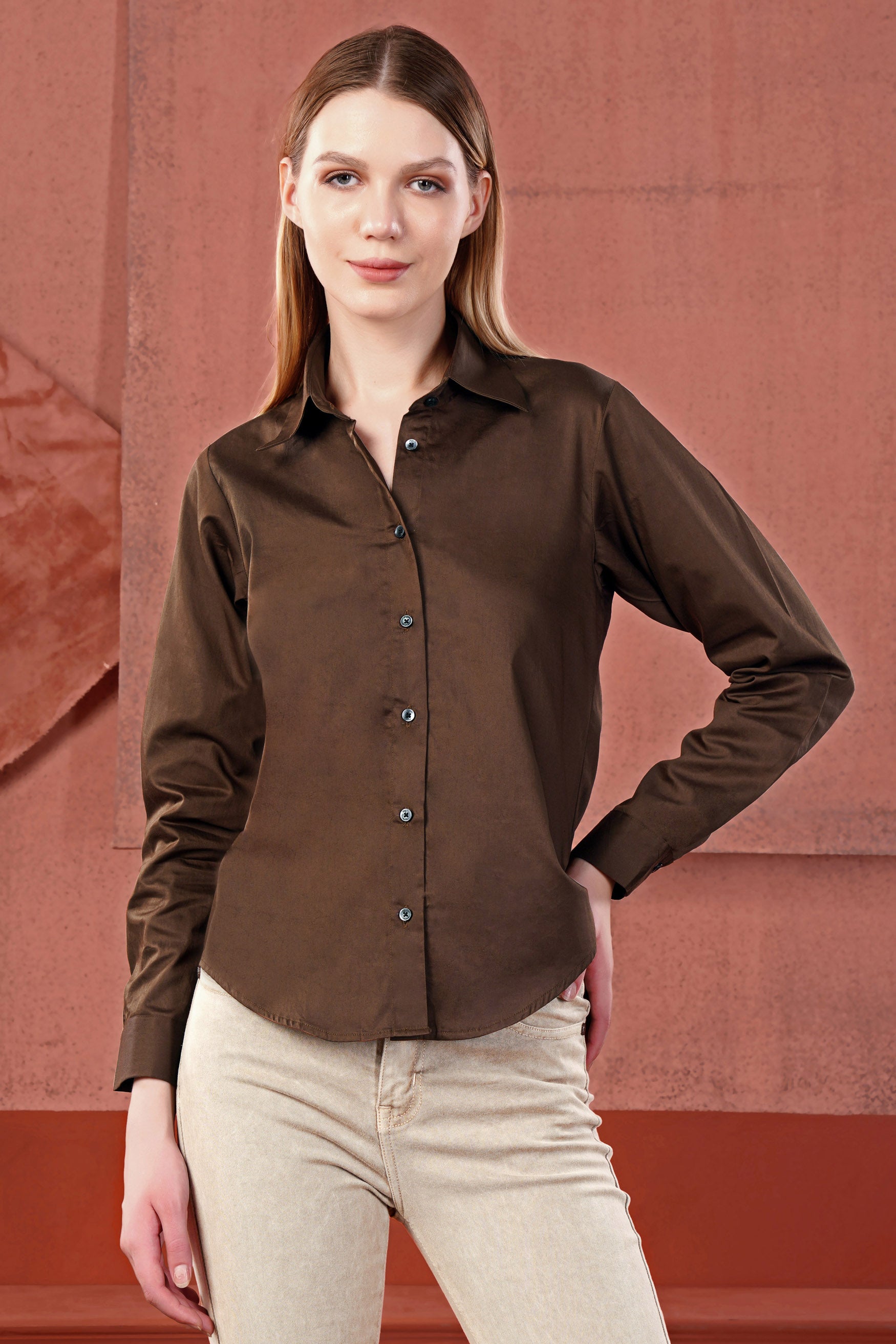 Iroko Brown Premium Cotton Shirt
