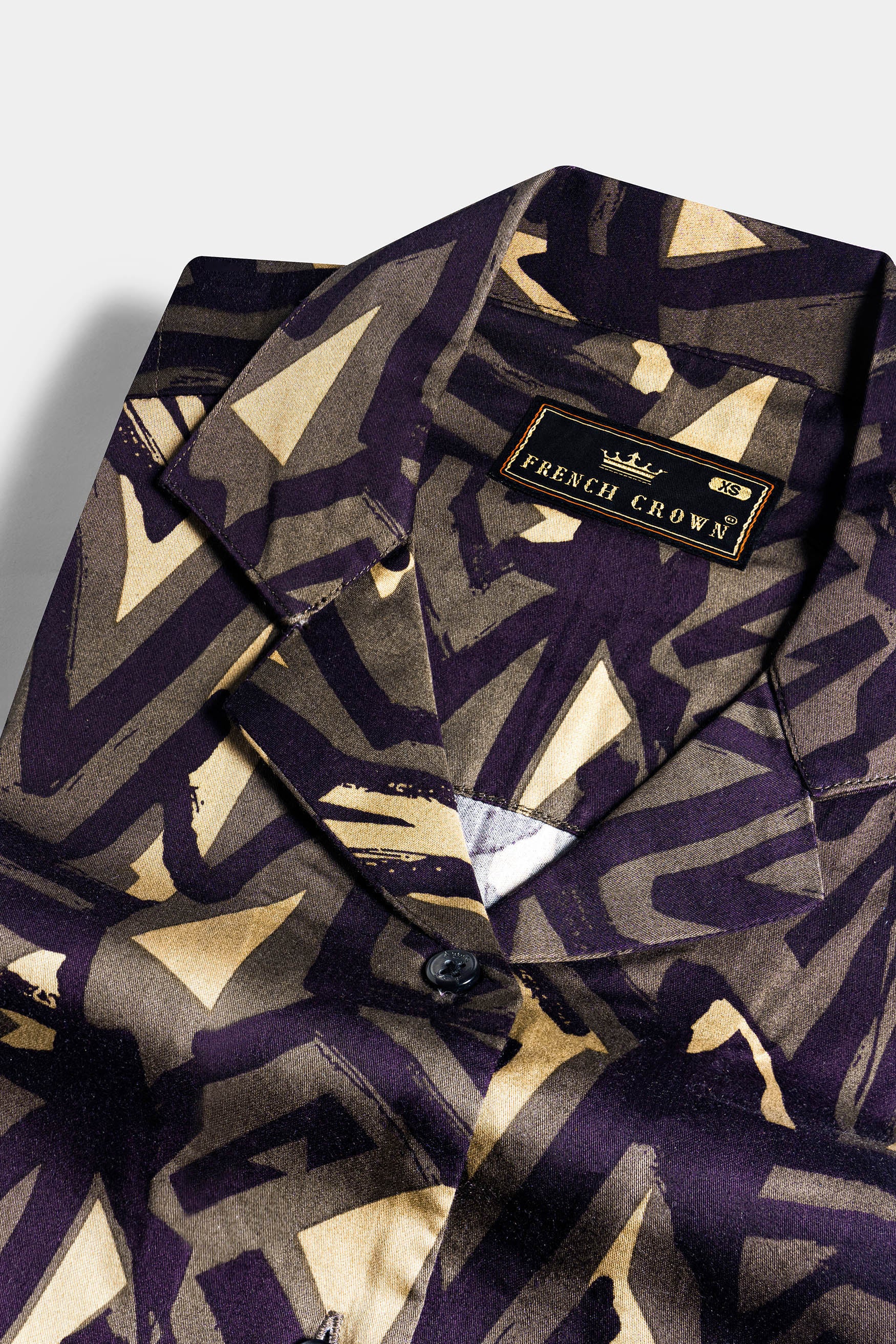 Makara Brown and Haiti Blue Abstract Printed Premium Cotton Shirt