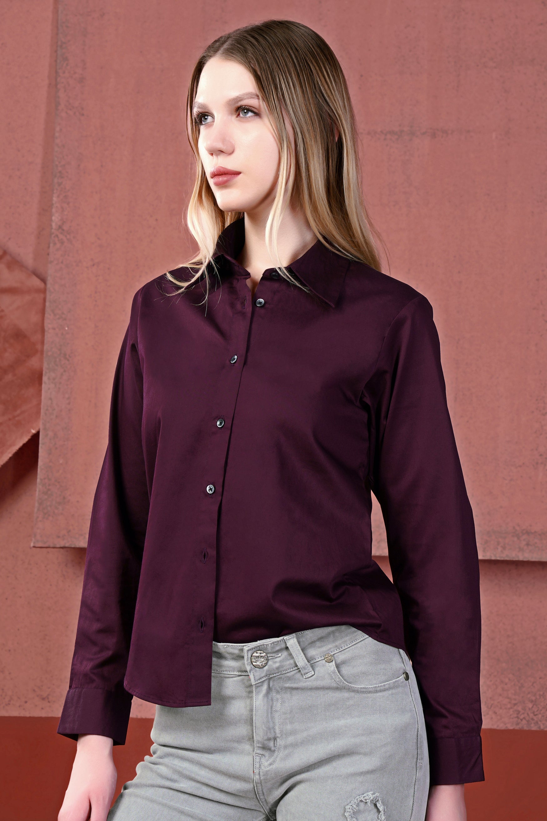 Crater Maroon Premium Cotton Shirt