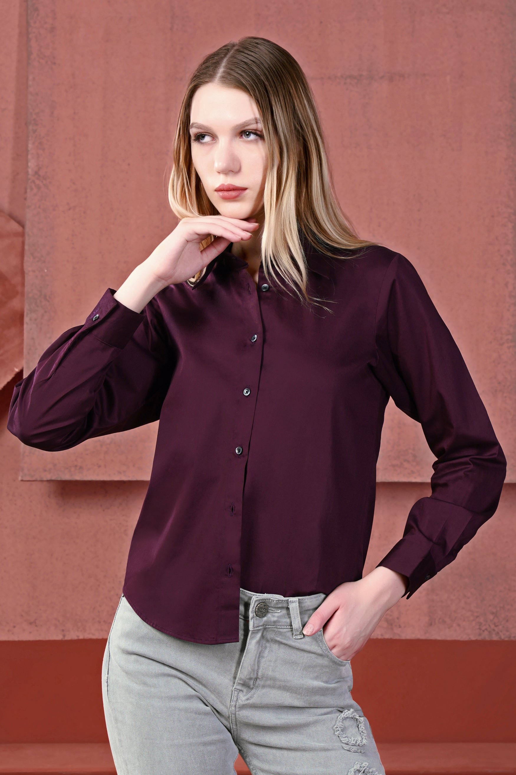 Crater Maroon Premium Cotton Shirt