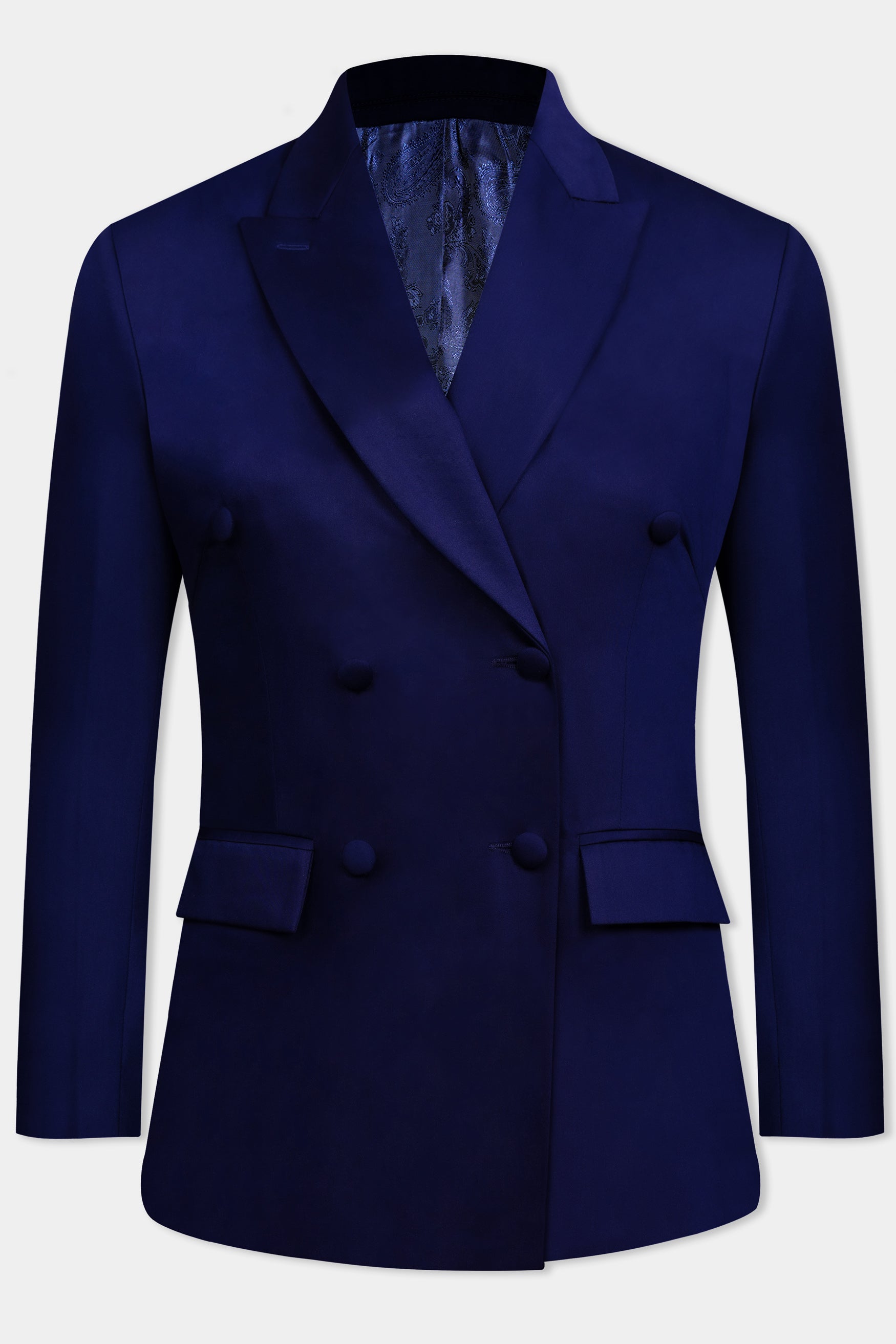 Space Blue Subtle Sheen Double Breasted Women's Suit