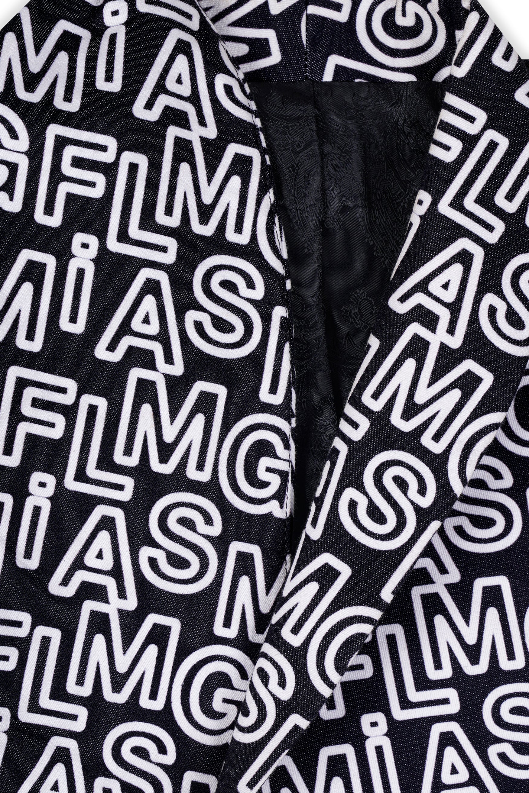 Jade Black and White Alphabets Printed Premium Cotton Designer Women’s Crop Suit
