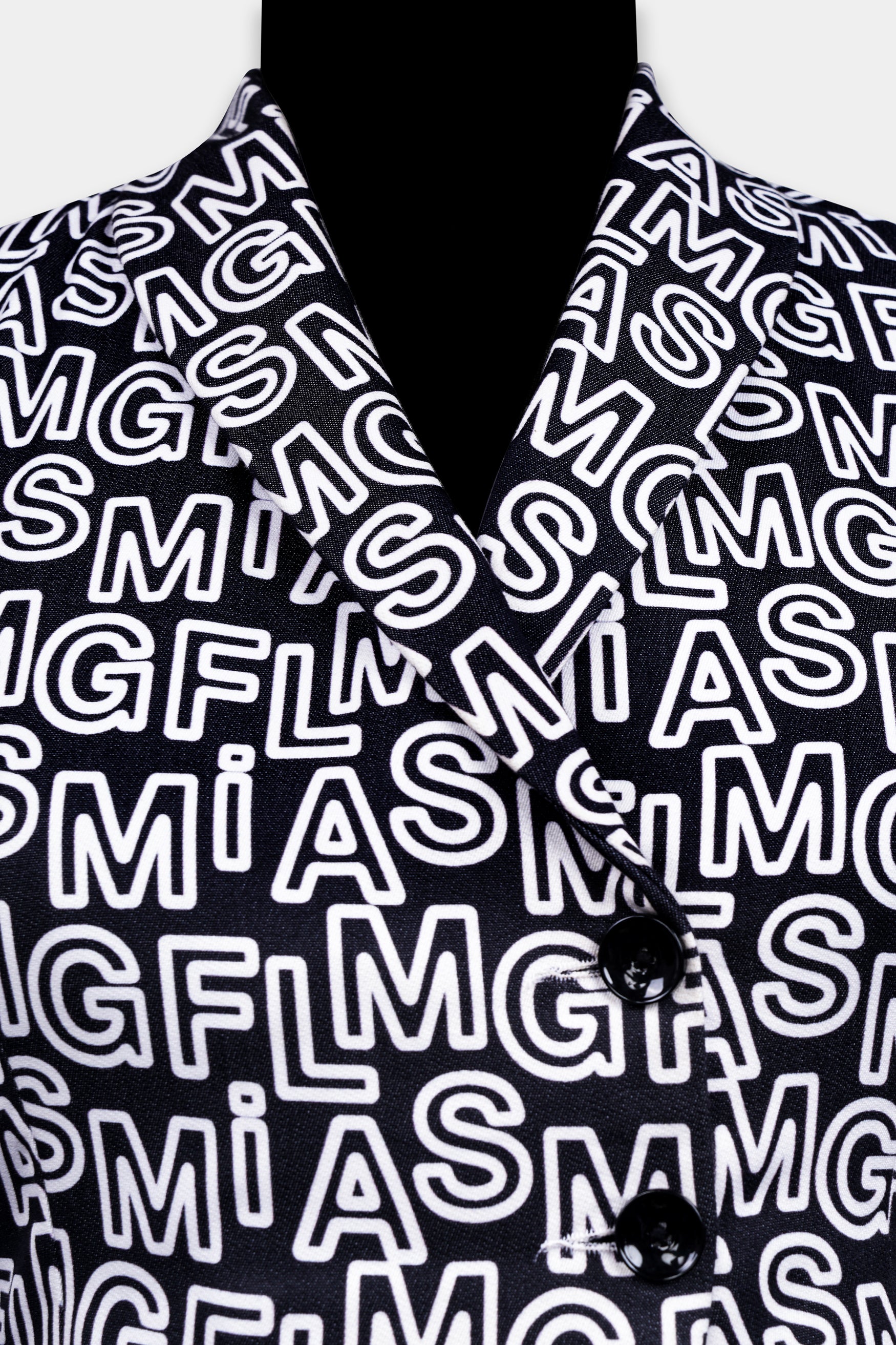 Jade Black and White Alphabets Printed Premium Cotton Designer Women’s Crop Suit