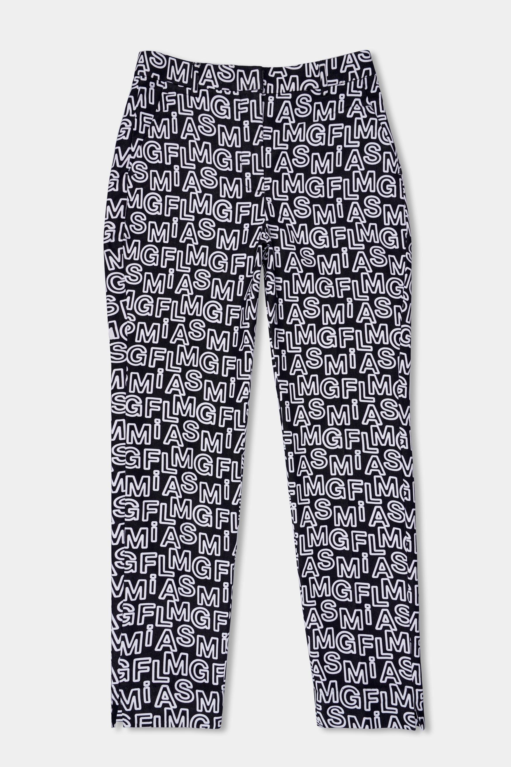 Jade Black and White Alphabets Printed Premium Cotton Designer Women’s Crop Suit