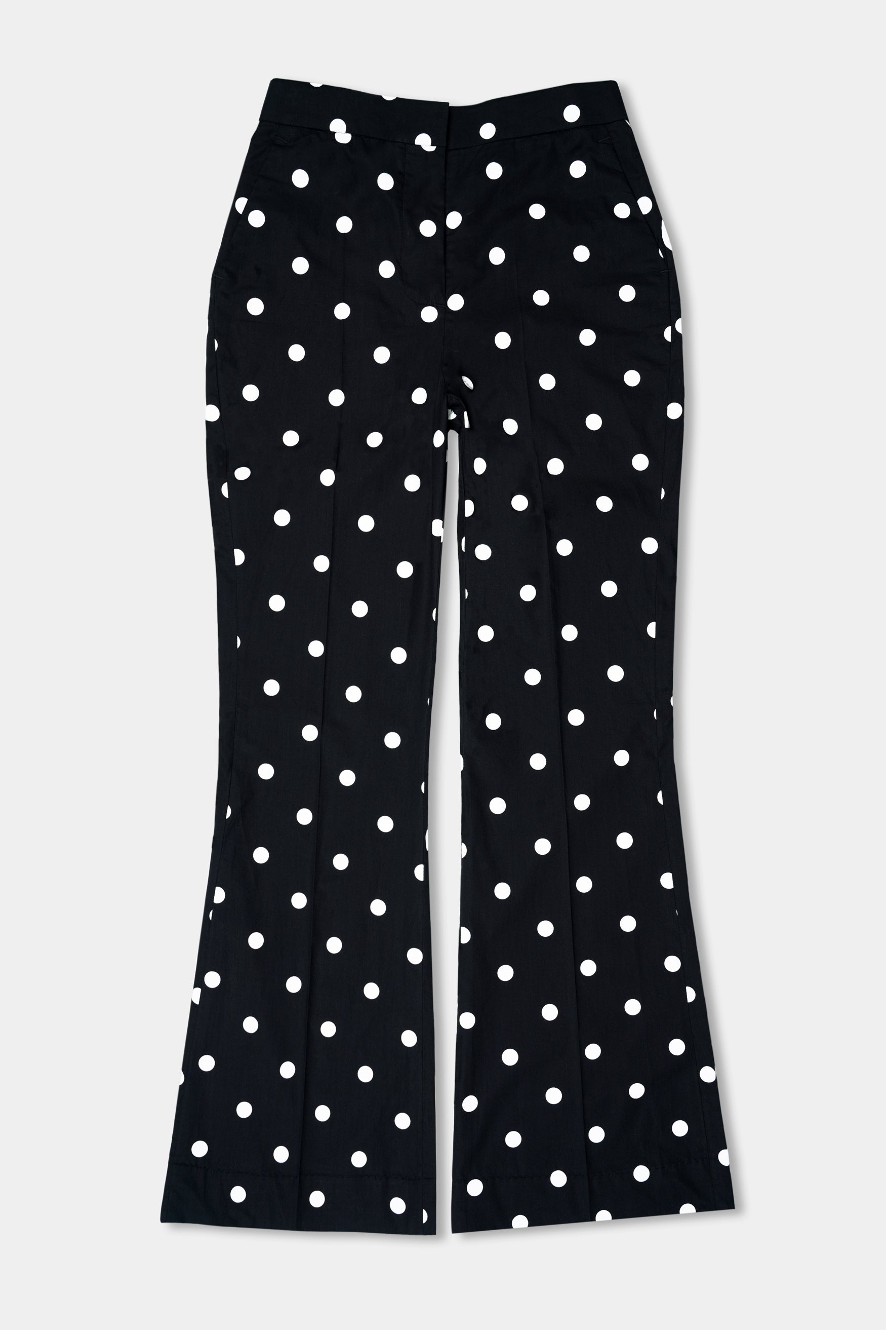 Jade Black and Bright White Polka Dotted With White Piping Work Premium Cotton Women’s Designer Suit