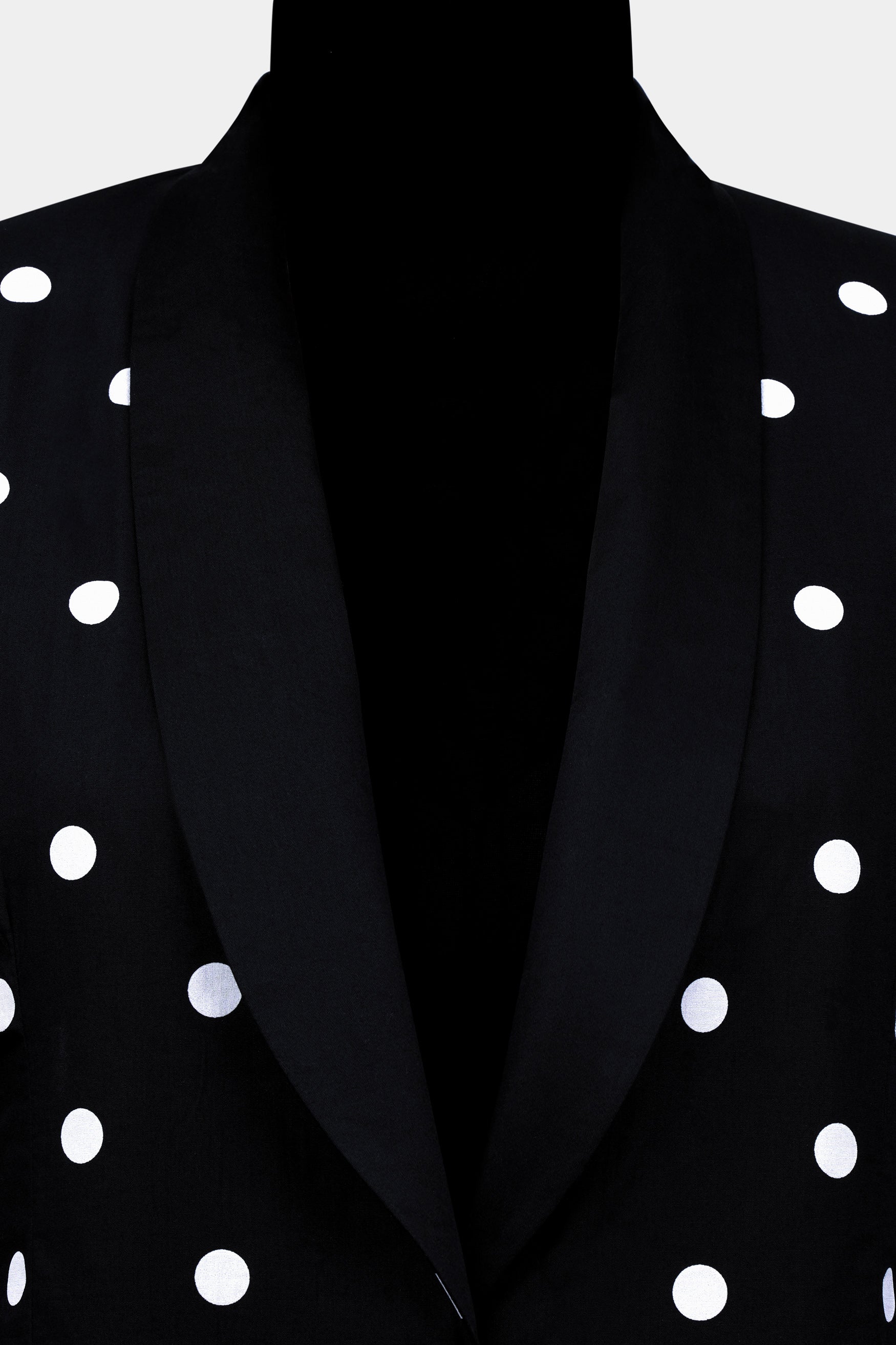 Jade Black and White Polka Dotted Premium Cotton Women’s Tuxedo Suit