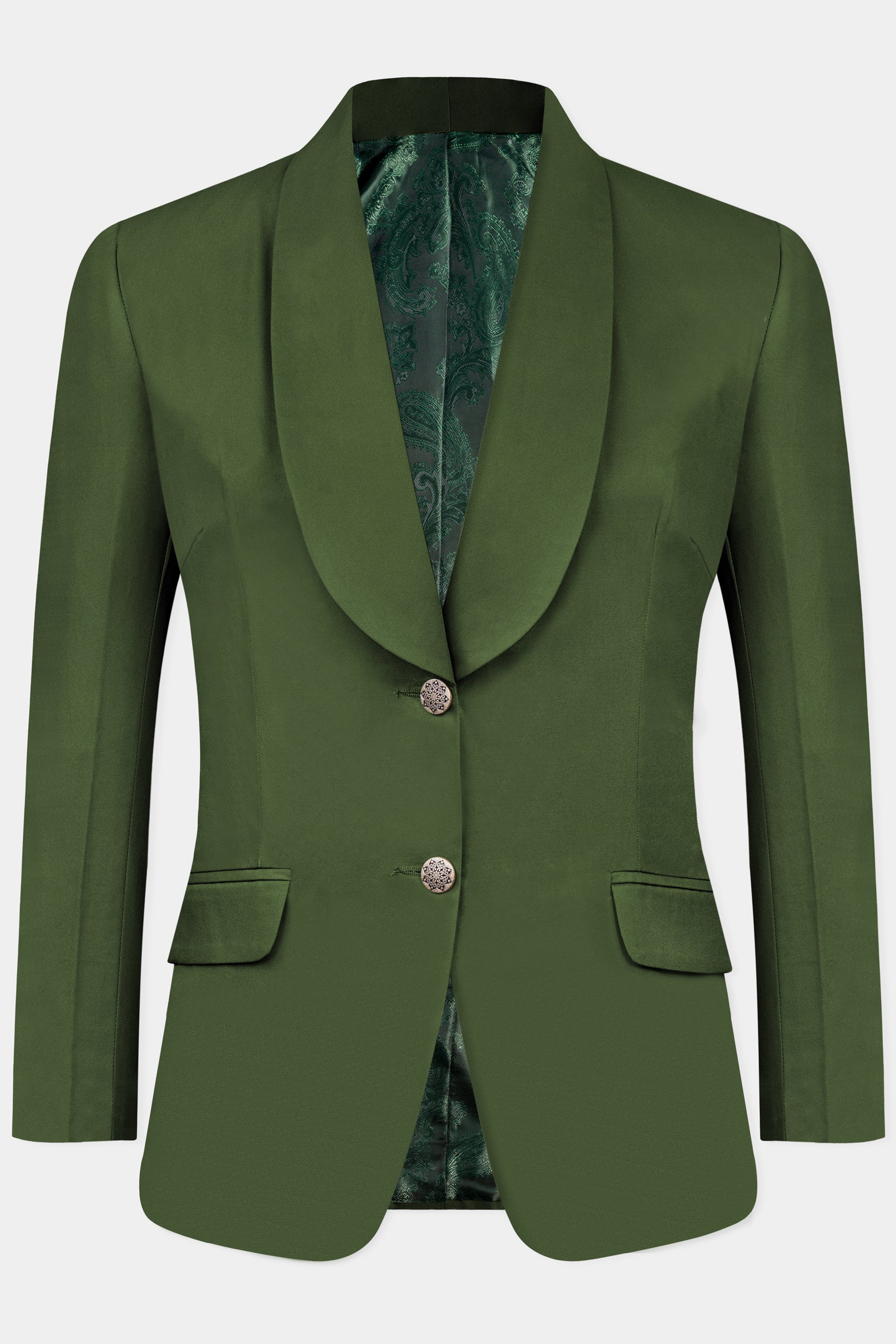 Juniper Green Wool Rich Women’s Designer Tuxedo Suit