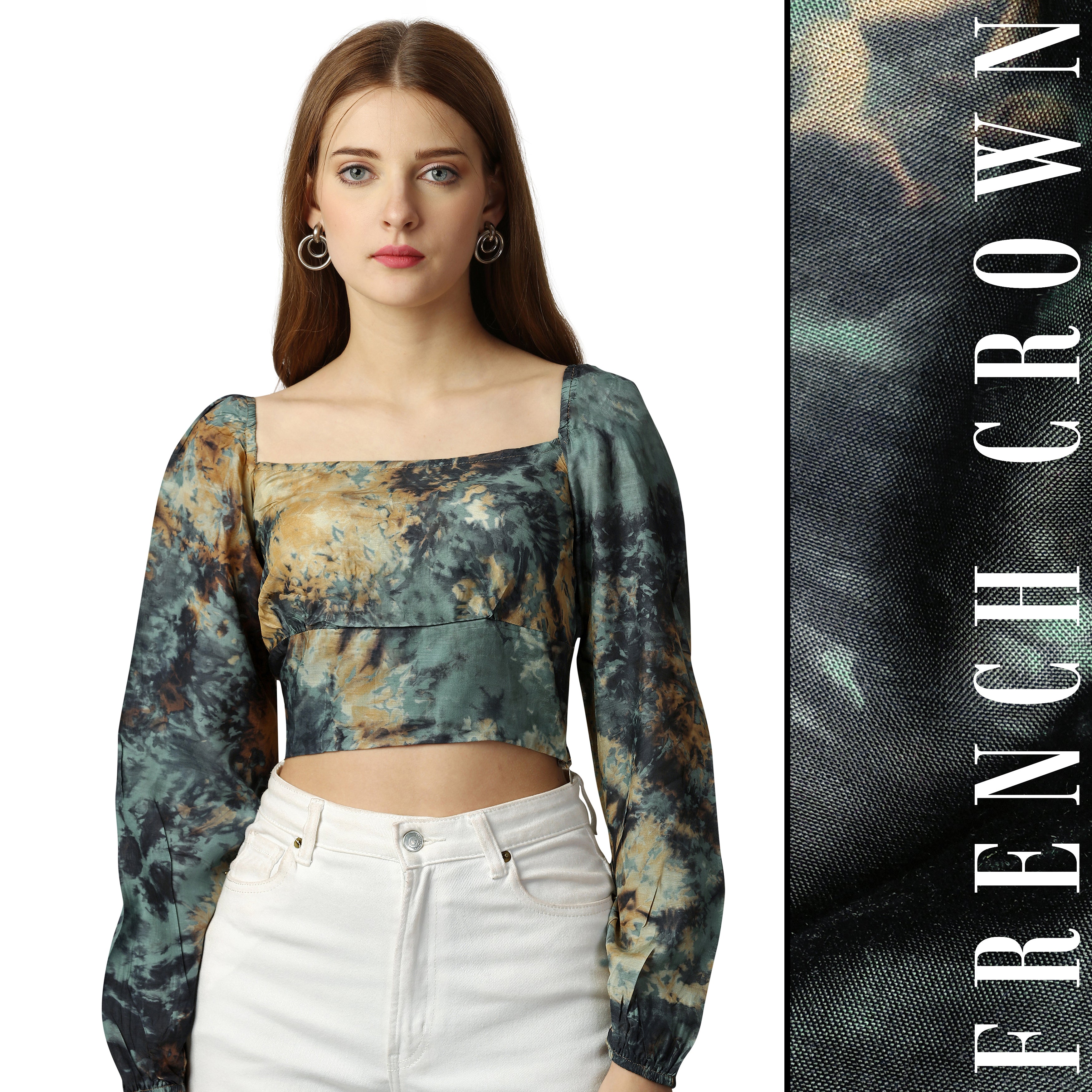 Finlandia Green Casual Prints Premium Cotton Top For Woman