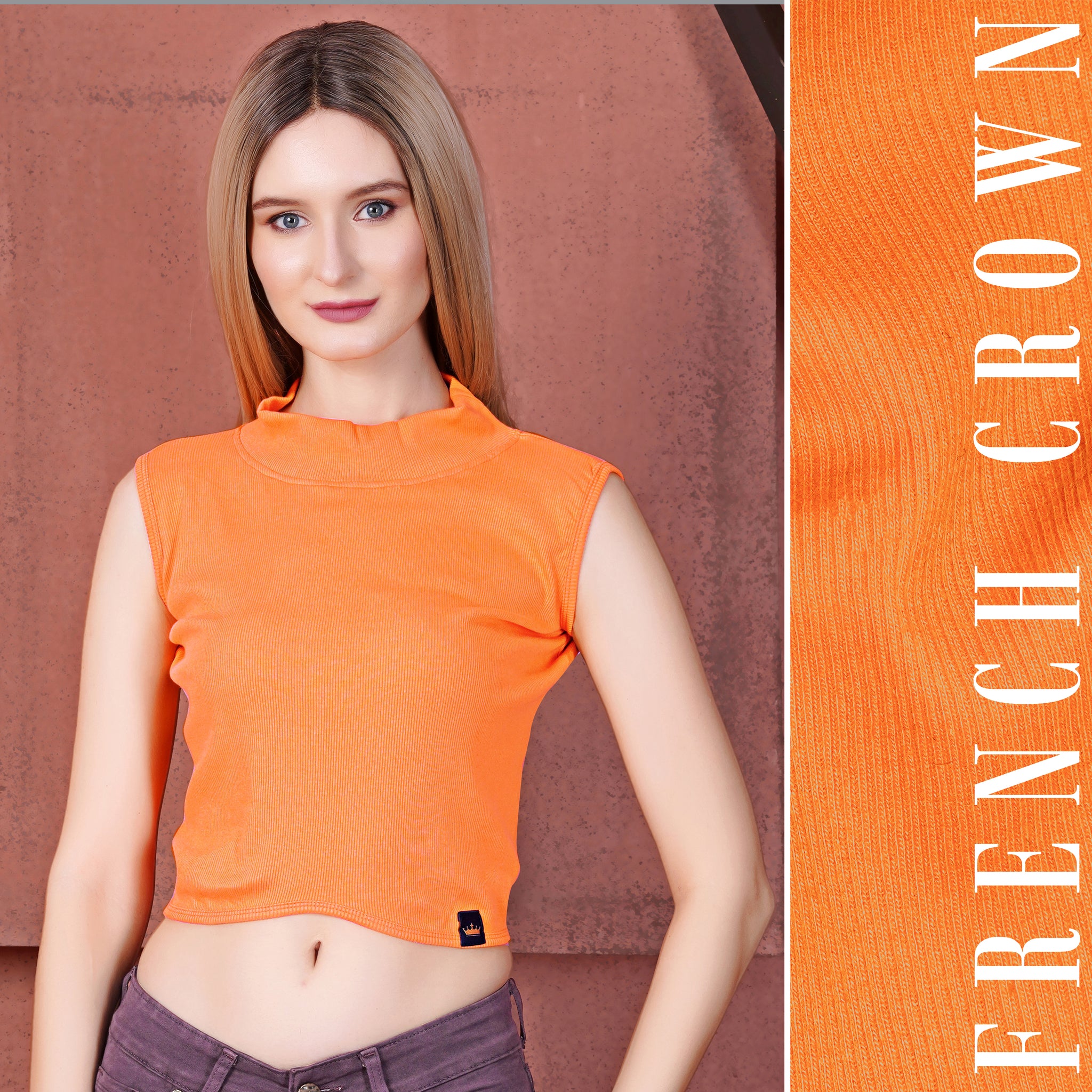 Tangerine Orange Casual Premium Cotton Top For Woman