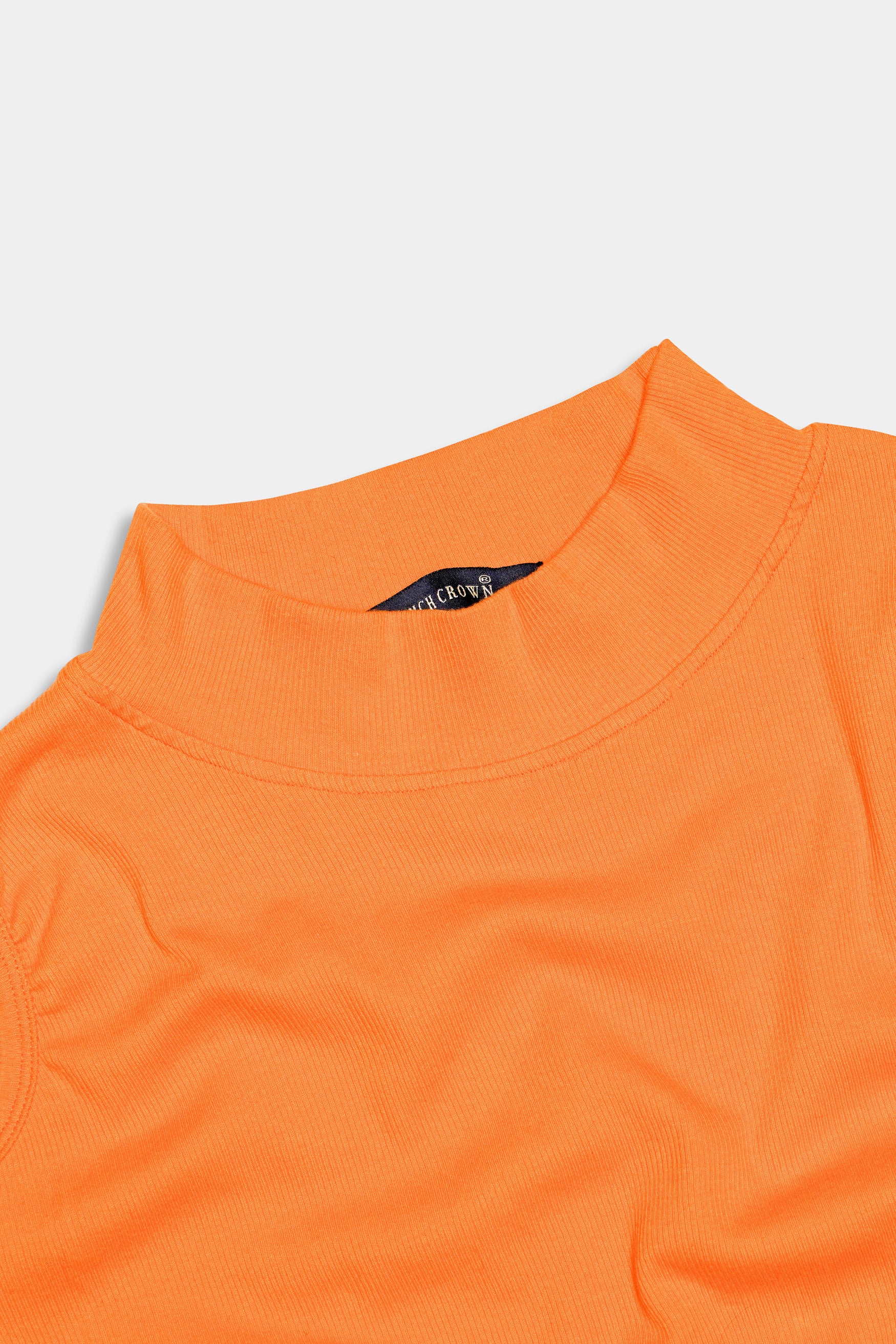 Tangerine Orange Premium Cotton Knit Stretchable Crop Top
