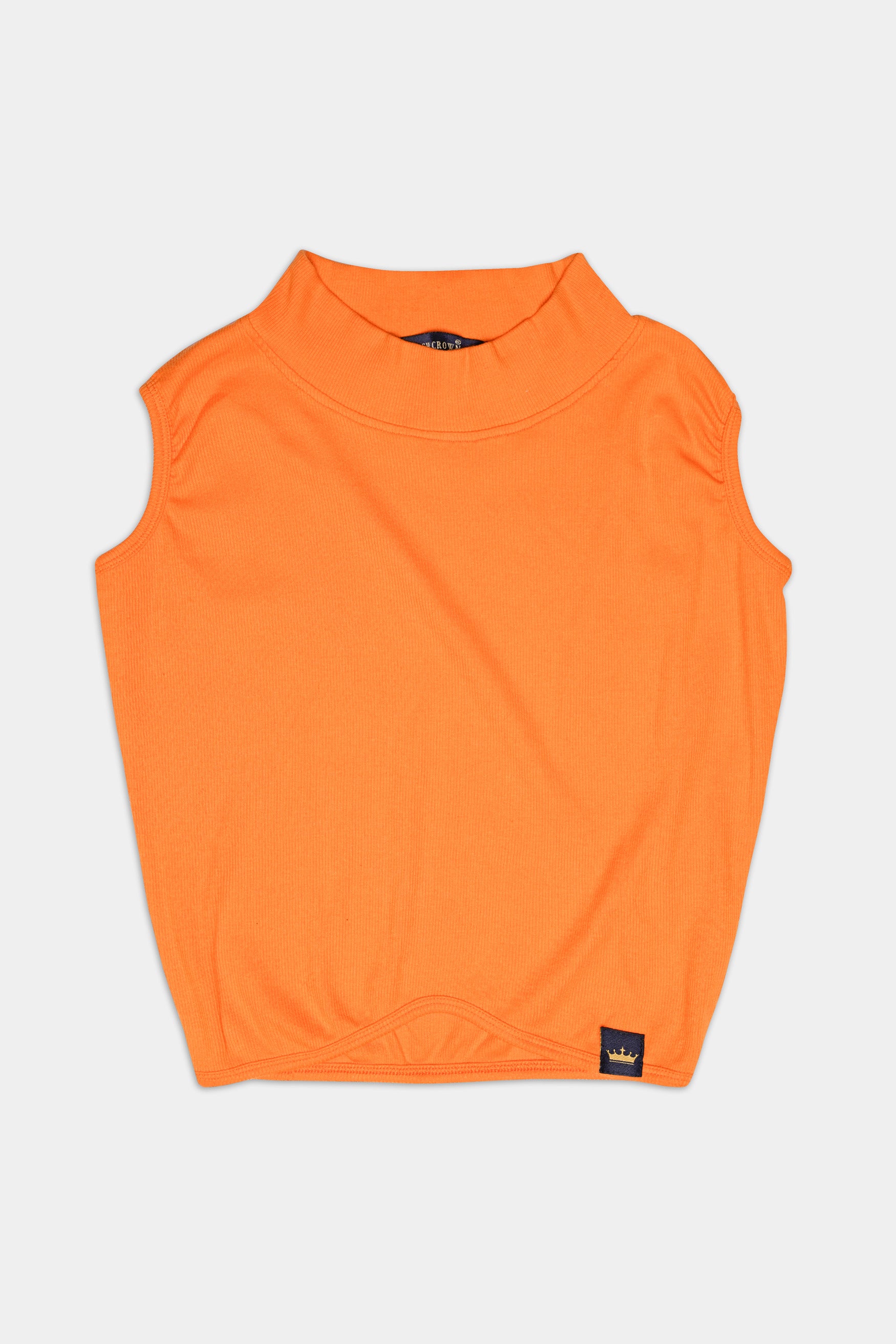 Tangerine Orange Premium Cotton Knit Stretchable Crop Top