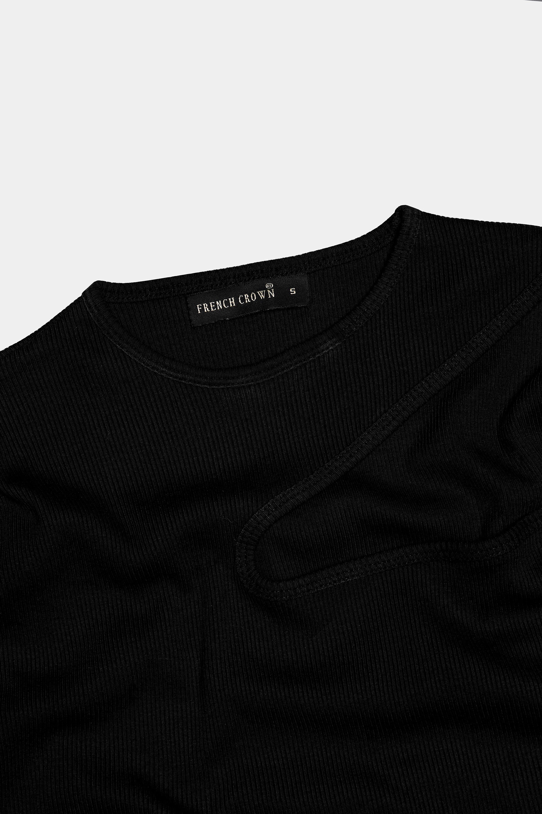 Jade Black Premium Cotton Knit Stretchable Crop Top