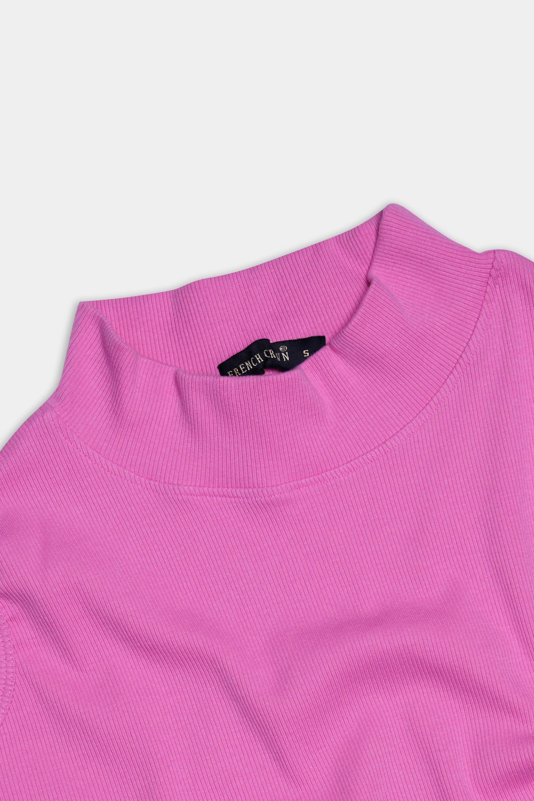 Orchid Pink Premium Cotton Knit Stretchable Crop Top