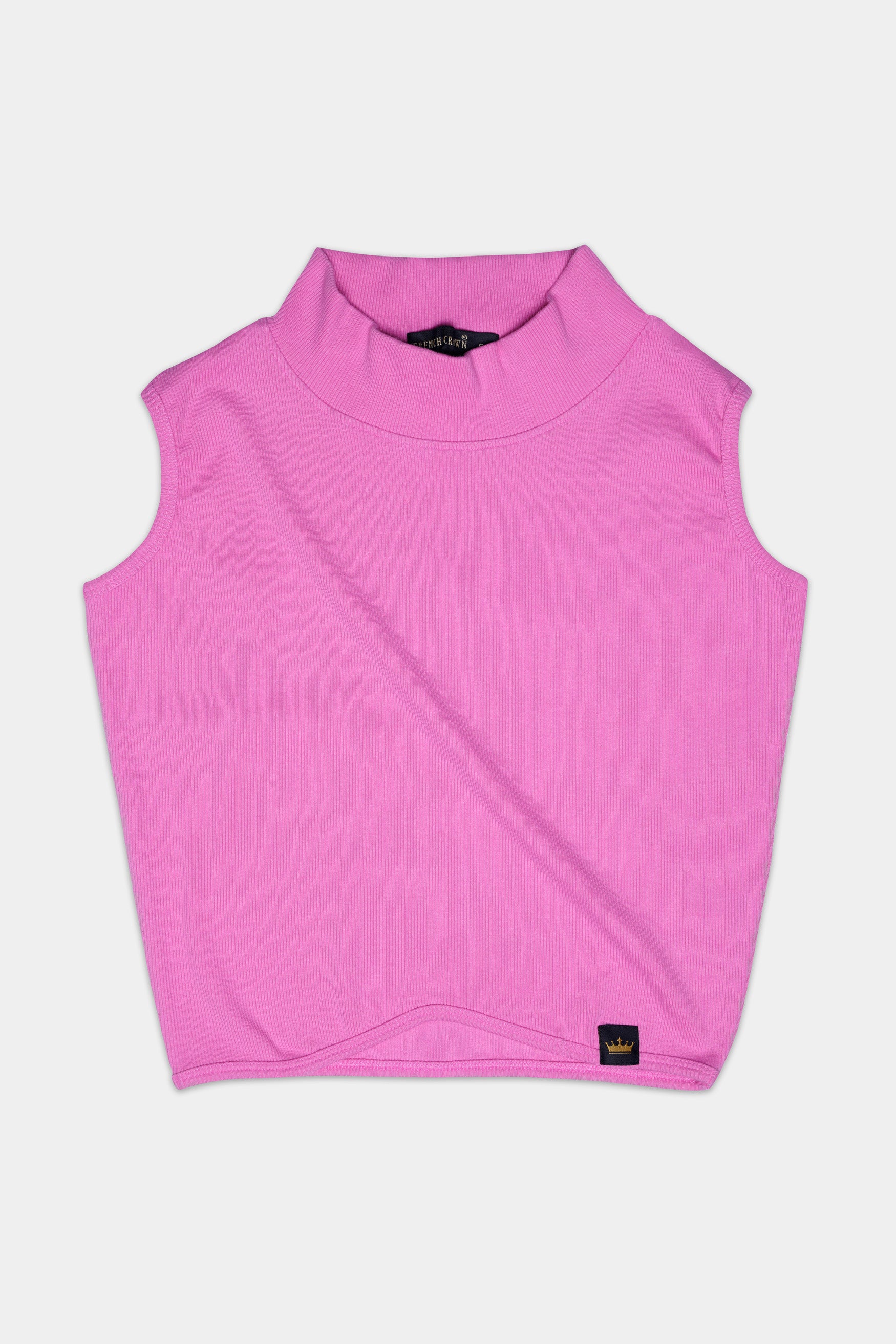 Orchid Pink Premium Cotton Knit Stretchable Crop Top