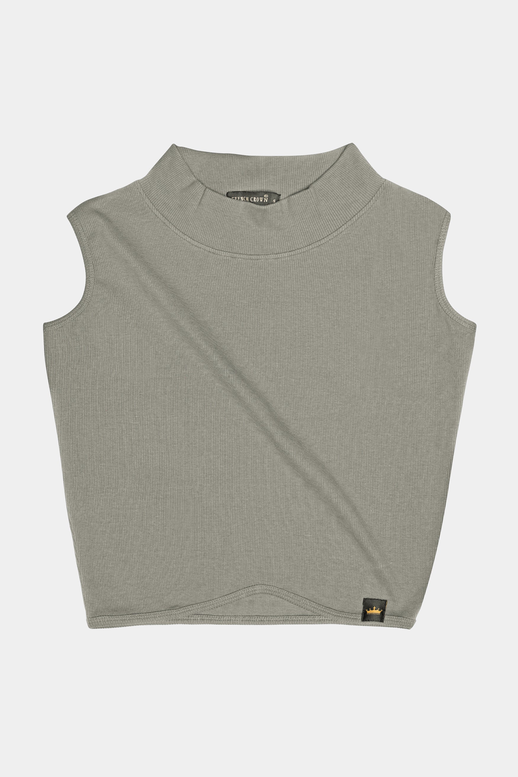 Granite Gray Premium Cotton Knit Stretchable Crop Top