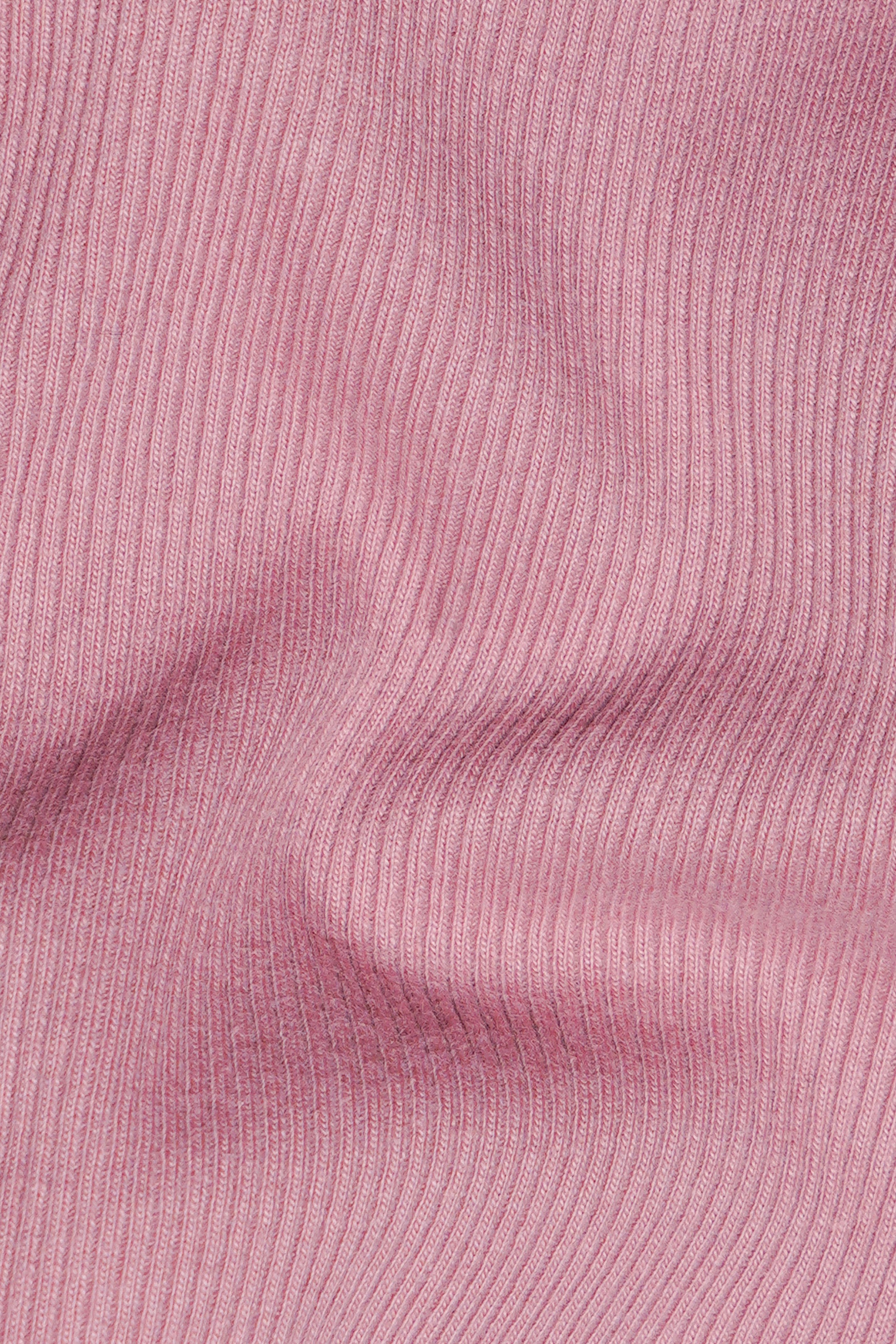 Mauve Pink Premium Cotton Knit Stretchable Crop Top with Polo Collar