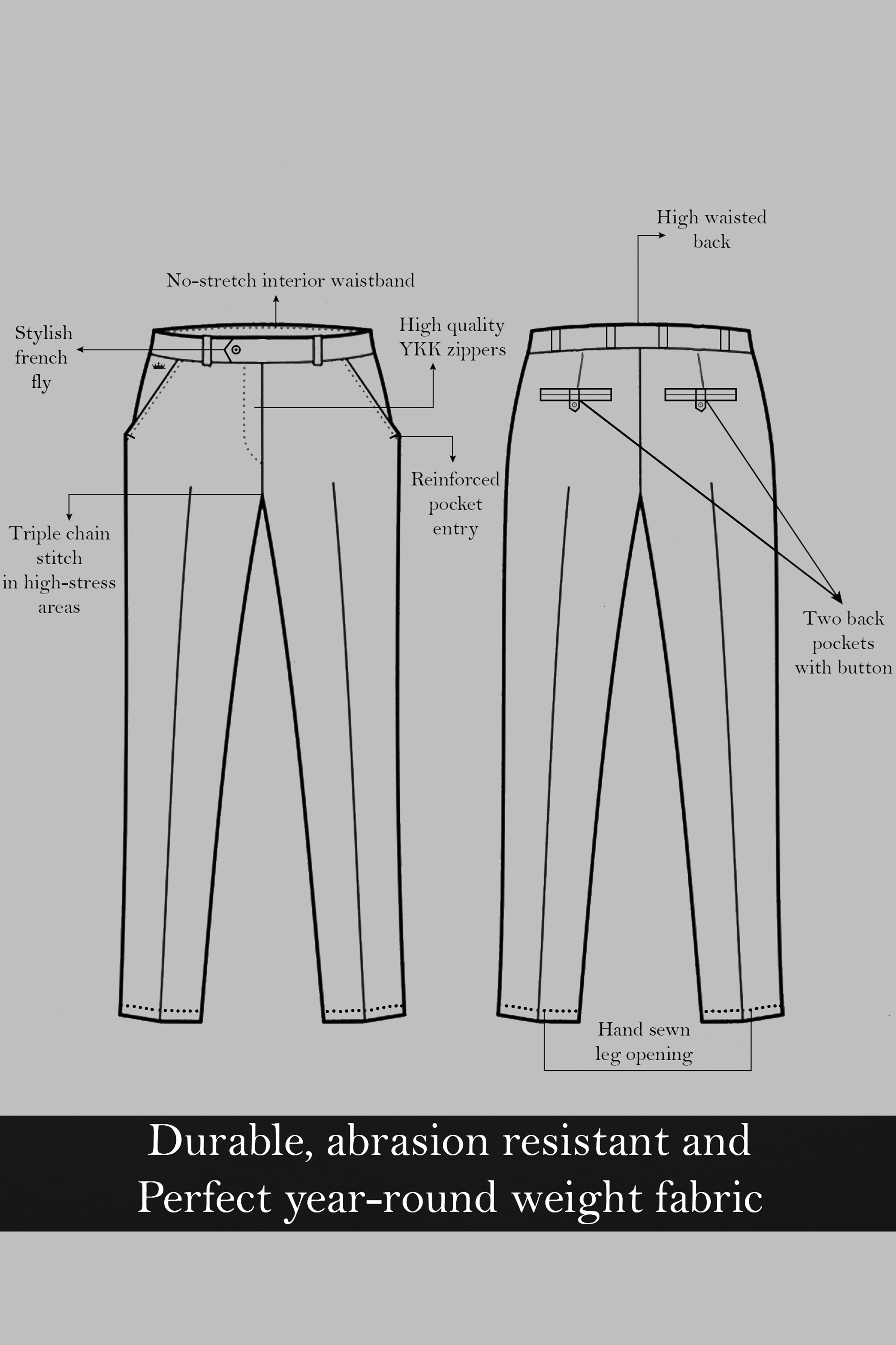 Calypso Blue Wool Rich Pant
