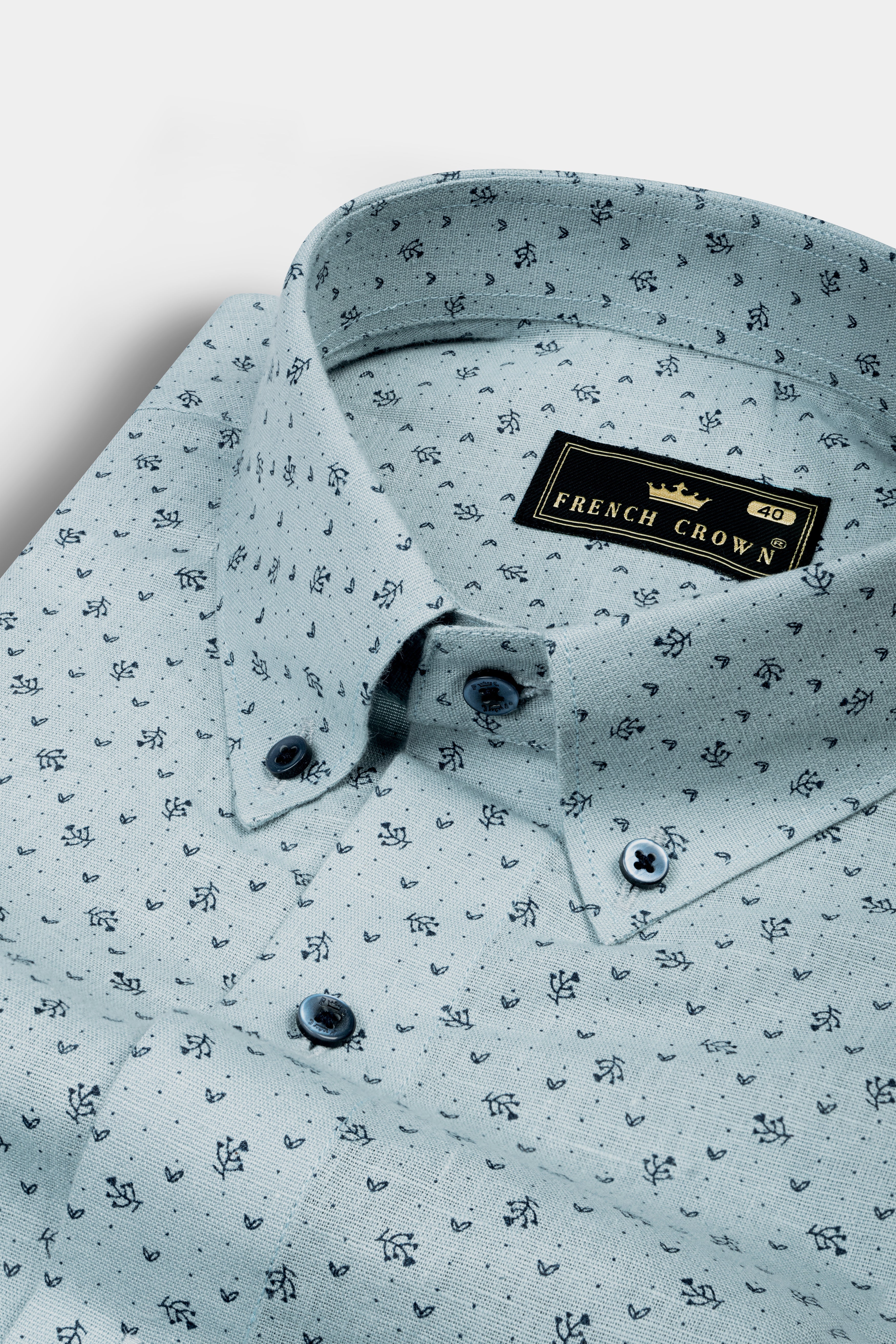 Casper Gray with cinder Blue Flower Printed Luxurious Linen Shirt 12441-BD-BLE-38, 12441-BD-BLE-H-38, 12441-BD-BLE-39, 12441-BD-BLE-H-39, 12441-BD-BLE-40, 12441-BD-BLE-H-40, 12441-BD-BLE-42, 12441-BD-BLE-H-42, 12441-BD-BLE-44, 12441-BD-BLE-H-44, 12441-BD-BLE-46, 12441-BD-BLE-H-46, 12441-BD-BLE-48, 12441-BD-BLE-H-48, 12441-BD-BLE-50, 12441-BD-BLE-H-50, 12441-BD-BLE-52, 12441-BD-BLE-H-52