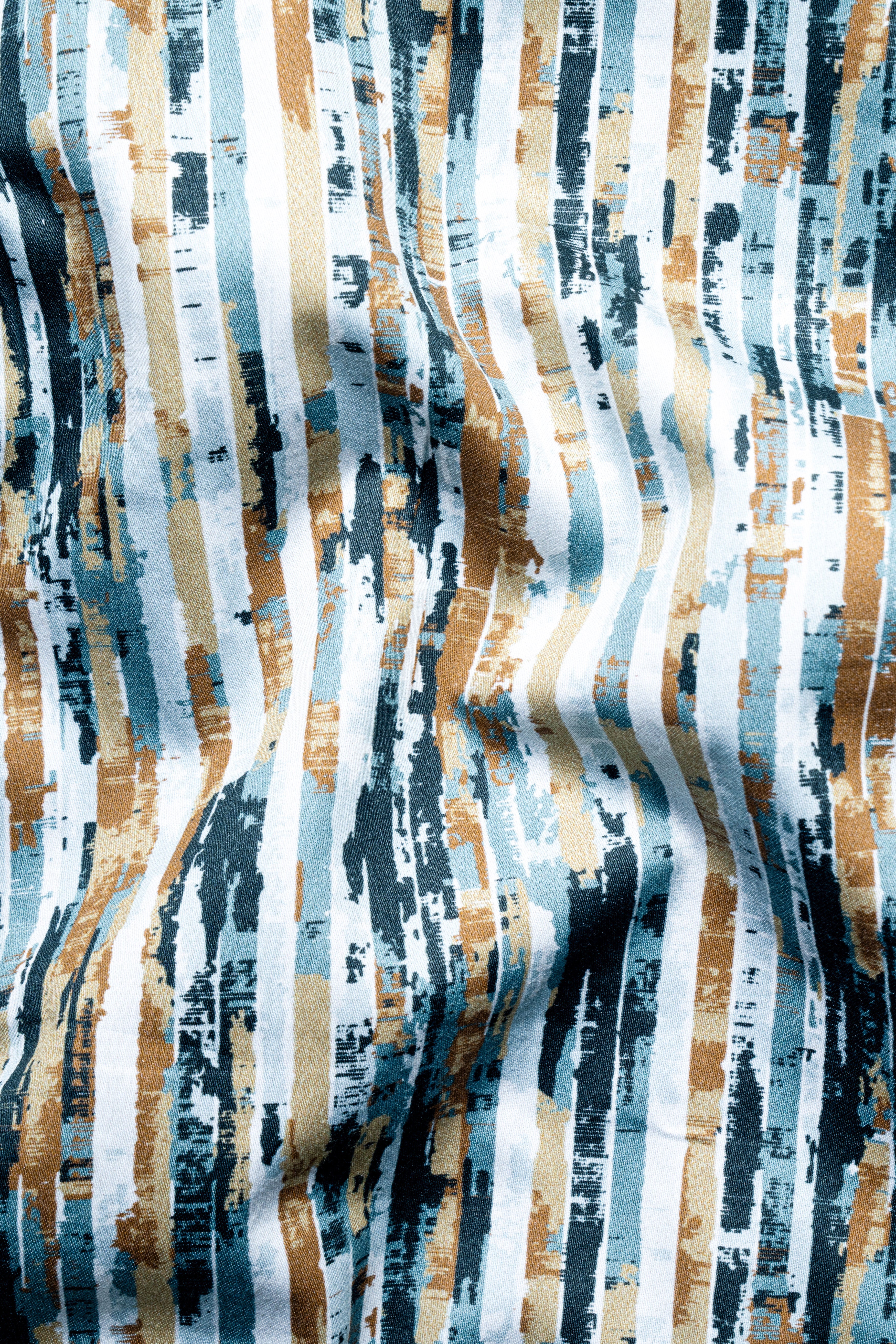 Glacier Blue and Muesli brown Digital printed Subtle Sheen Super Soft Premium Cotton Shirt