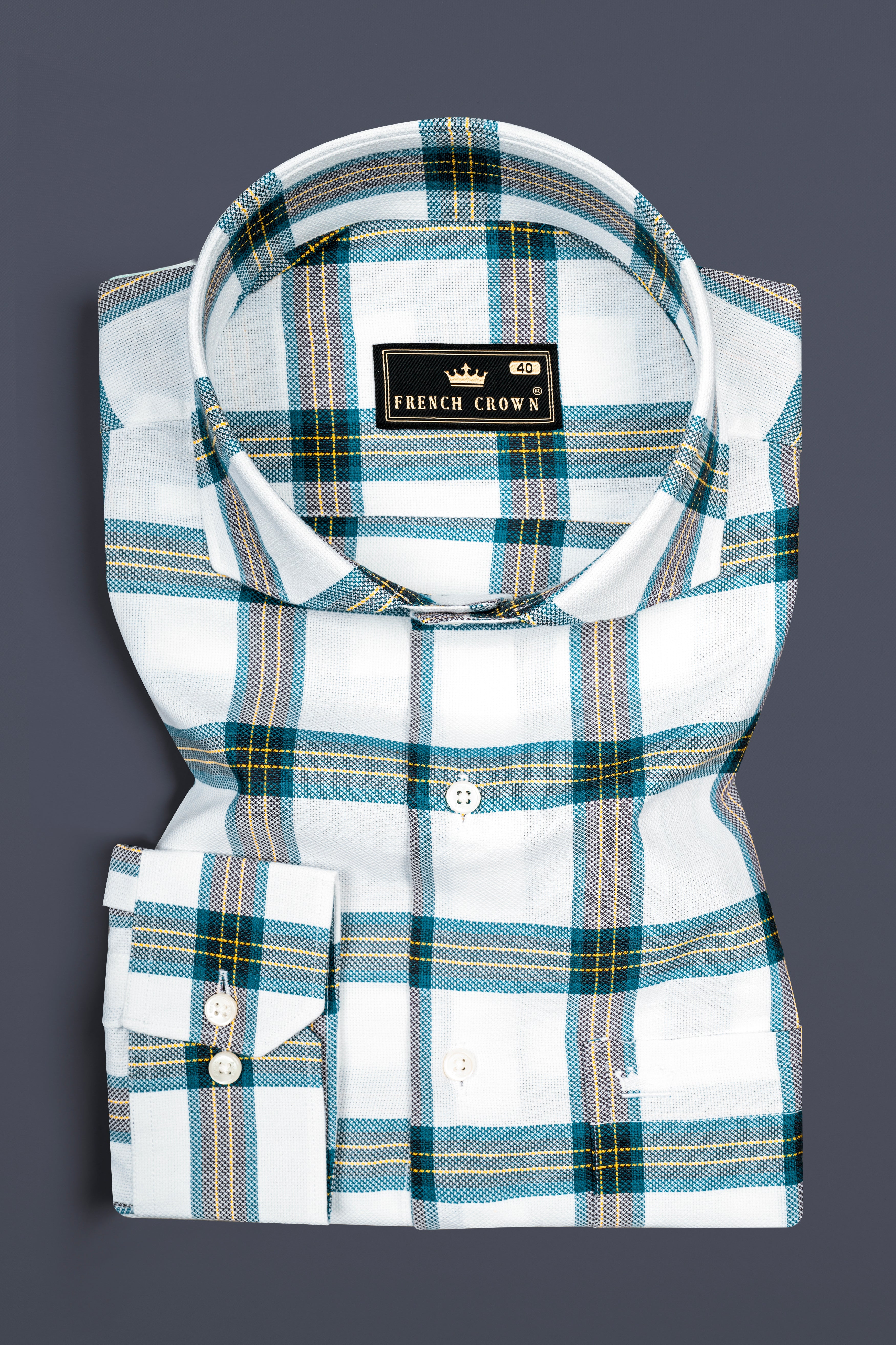 Bright White Multicolor Checkered Dobby Textured Premium Giza Cotton Shirt 12452-CA-38, 12452-CA-H-38, 12452-CA-39, 12452-CA-H-39, 12452-CA-40, 12452-CA-H-40, 12452-CA-42, 12452-CA-H-42, 12452-CA-44, 12452-CA-H-44, 12452-CA-46, 12452-CA-H-46, 12452-CA-48, 12452-CA-H-48, 12452-CA-50, 12452-CA-H-50, 12452-CA-52, 12452-CA-H-52