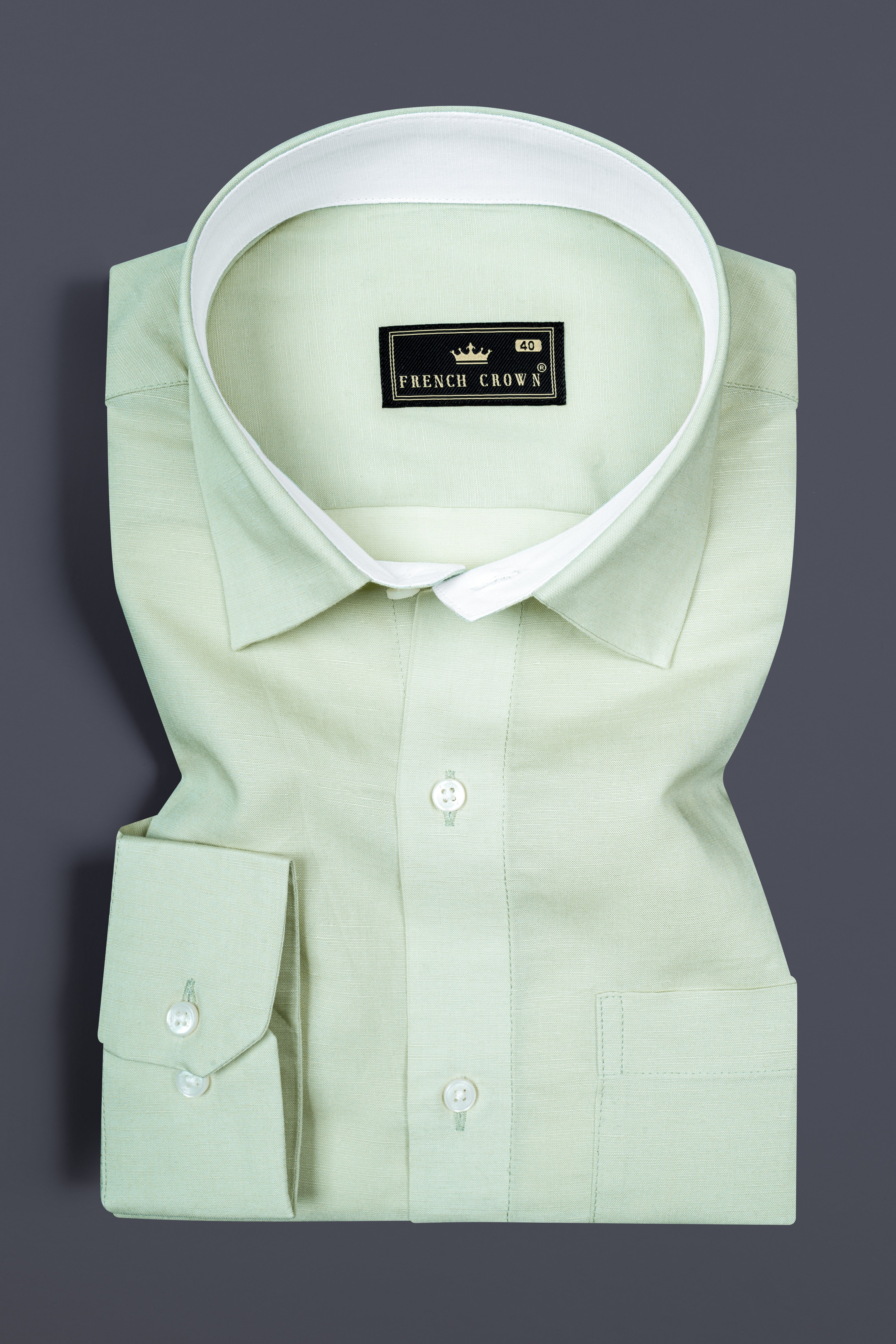 Sea mist Green Luxurious Linen Shirt 12457-CP-38, 12457-CP-H-38, 12457-CP-39, 12457-CP-H-39, 12457-CP-40, 12457-CP-H-40, 12457-CP-42, 12457-CP-H-42, 12457-CP-44, 12457-CP-H-44, 12457-CP-46, 12457-CP-H-46, 12457-CP-48, 12457-CP-H-48, 12457-CP-50, 12457-CP-H-50, 12457-CP-52, 12457-CP-H-52