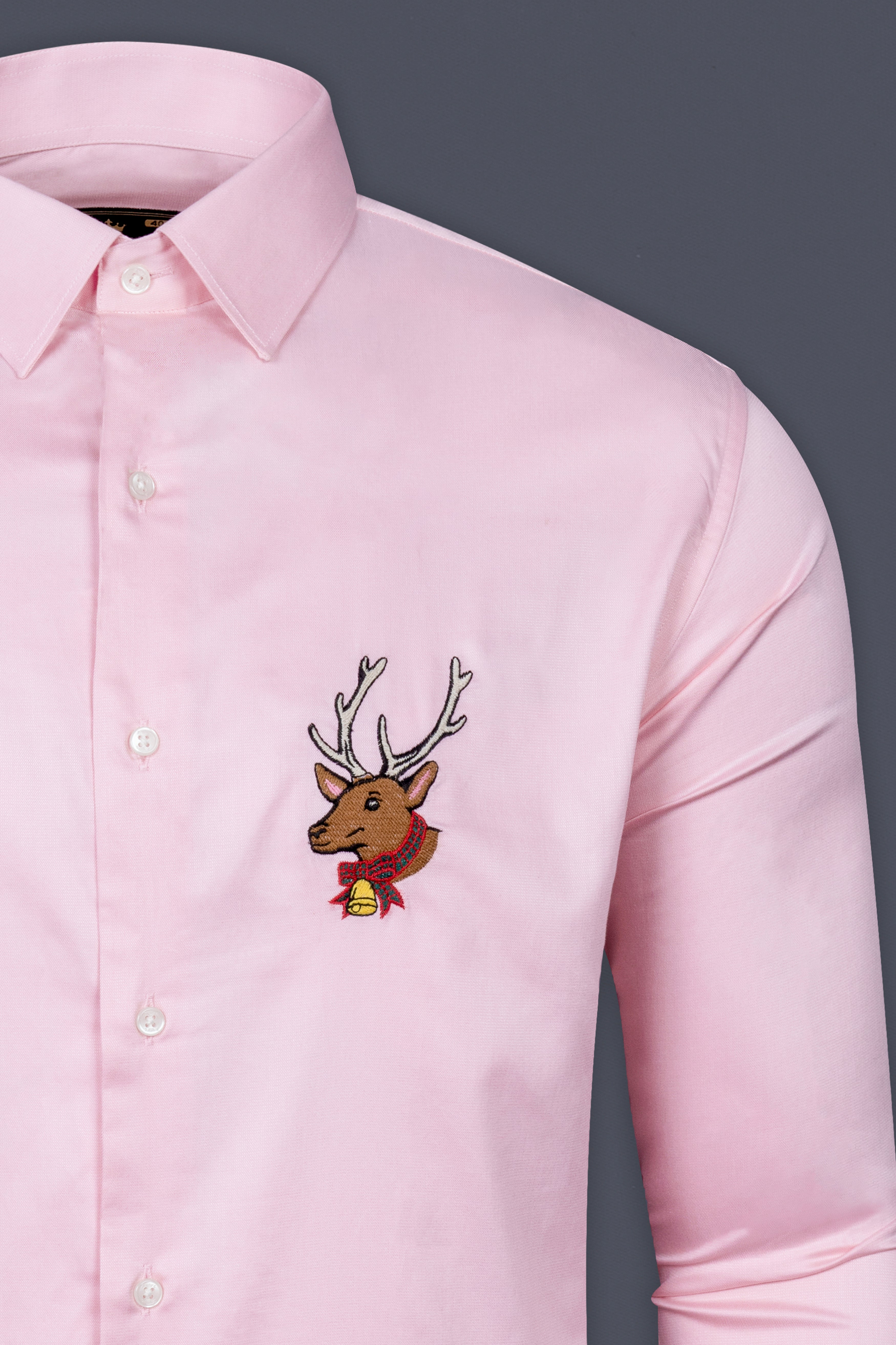 Twilight Pink Deer Embroidered Super Soft Twill Premium Cotton Shirt 12458-P491-38, 12458-P491-H-38, 12458-P491-39, 12458-P491-H-39, 12458-P491-40, 12458-P491-H-40, 12458-P491-42, 12458-P491-H-42, 12458-P491-44, 12458-P491-H-44, 12458-P491-46, 12458-P491-H-46, 12458-P491-48, 12458-P491-H-48, 12458-P491-50, 12458-P491-H-50, 12458-P491-52, 12458-P491-H-52
