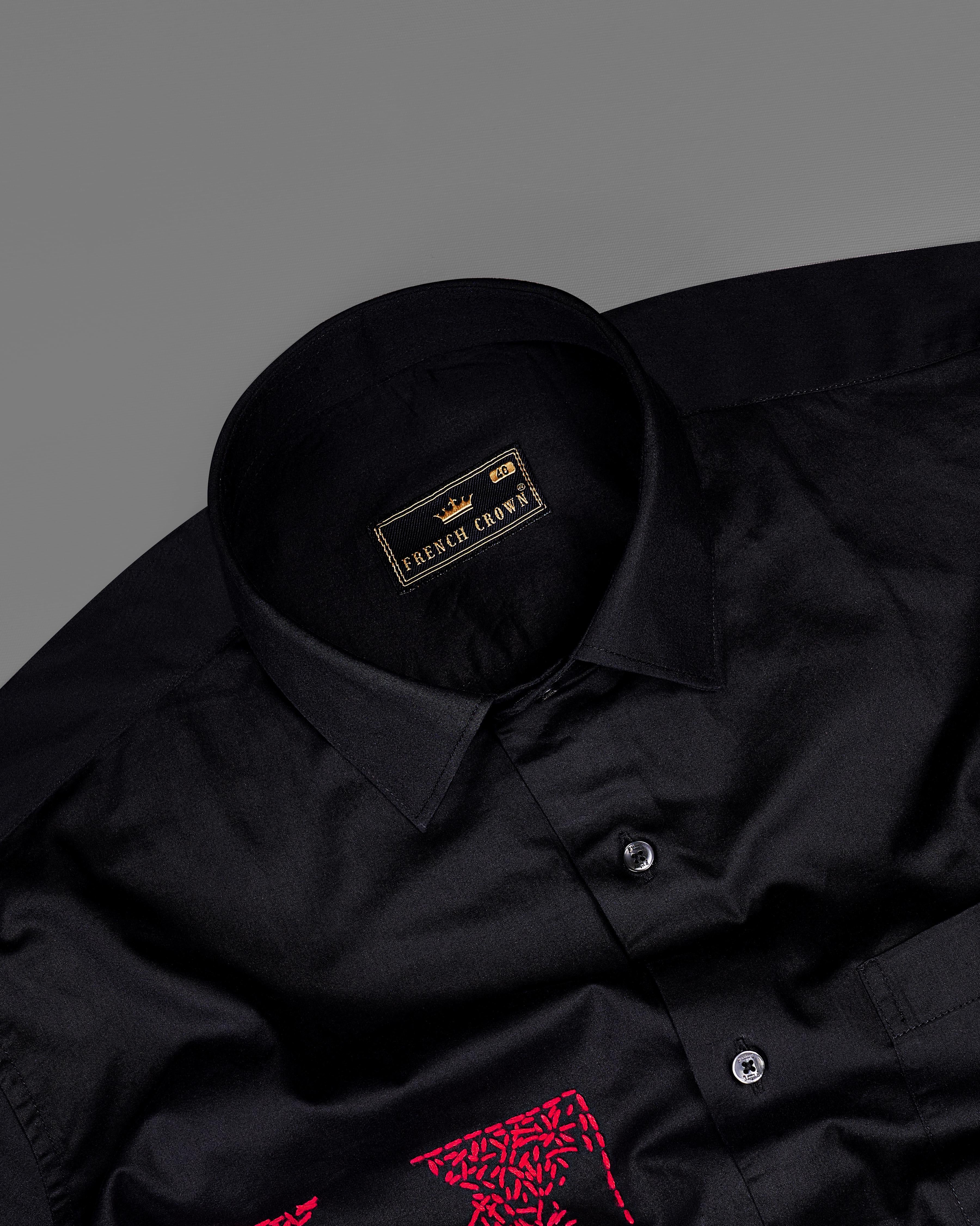 Jade Black with Shiraz Red Embroidered Super Soft Premium Cotton Shirt 1312-BLK-E025-38, 1312-BLK-E025-H-38, 1312-BLK-E025-39, 1312-BLK-E025-H-39, 1312-BLK-E025-40, 1312-BLK-E025-H-40, 1312-BLK-E025-42, 1312-BLK-E025-H-42, 1312-BLK-E025-44, 1312-BLK-E025-H-44, 1312-BLK-E025-46, 1312-BLK-E025-H-46, 1312-BLK-E025-48, 1312-BLK-E025-H-48, 1312-BLK-E025-50, 1312-BLK-E025-H-50, 1312-BLK-E025-52, 1312-BLK-E025-H-52