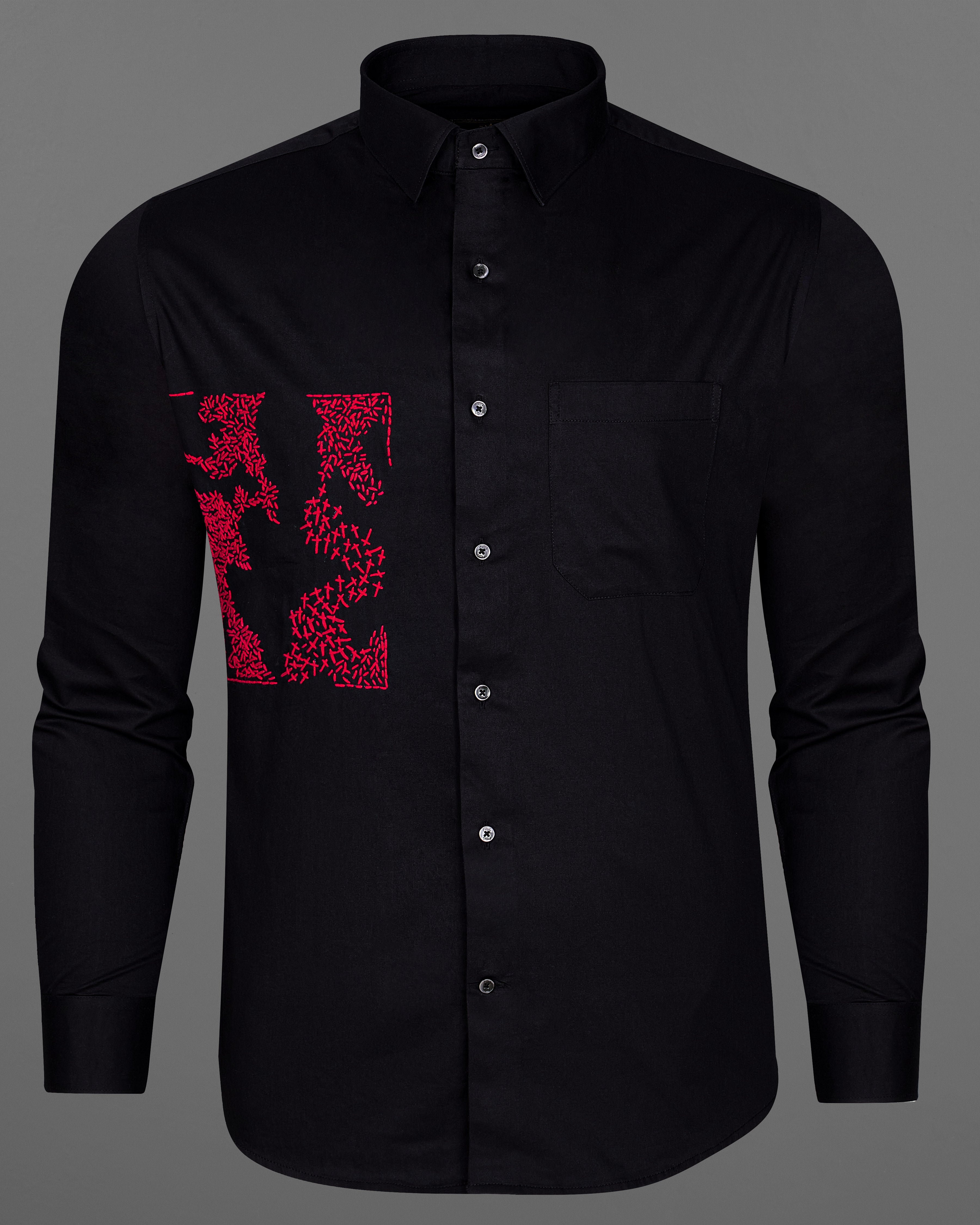 Jade Black with Shiraz Red Embroidered Super Soft Premium Cotton Shirt 1312-BLK-E025-38, 1312-BLK-E025-H-38, 1312-BLK-E025-39, 1312-BLK-E025-H-39, 1312-BLK-E025-40, 1312-BLK-E025-H-40, 1312-BLK-E025-42, 1312-BLK-E025-H-42, 1312-BLK-E025-44, 1312-BLK-E025-H-44, 1312-BLK-E025-46, 1312-BLK-E025-H-46, 1312-BLK-E025-48, 1312-BLK-E025-H-48, 1312-BLK-E025-50, 1312-BLK-E025-H-50, 1312-BLK-E025-52, 1312-BLK-E025-H-52
