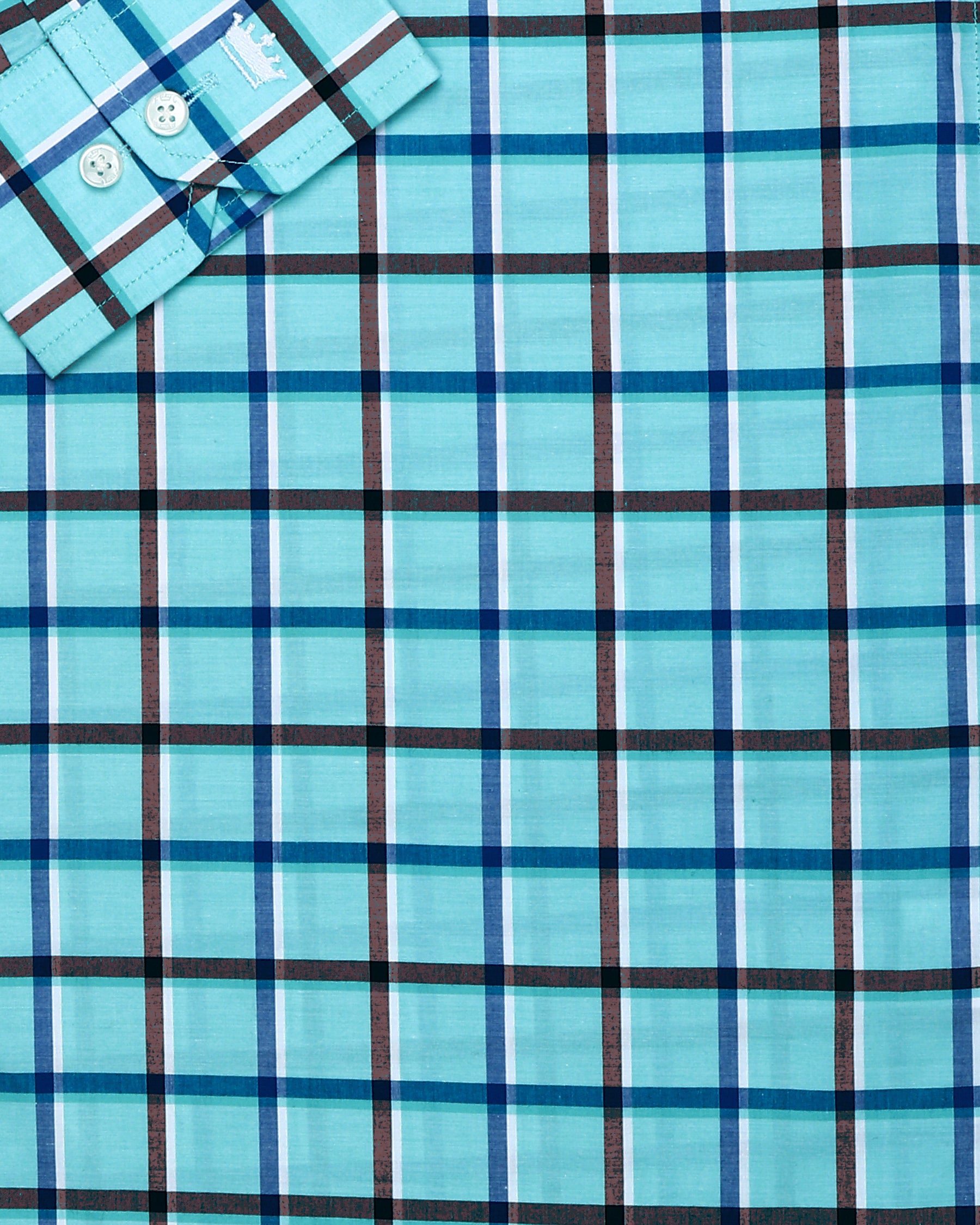 Aqua Windowpane Checked Premium Cotton SHIRT