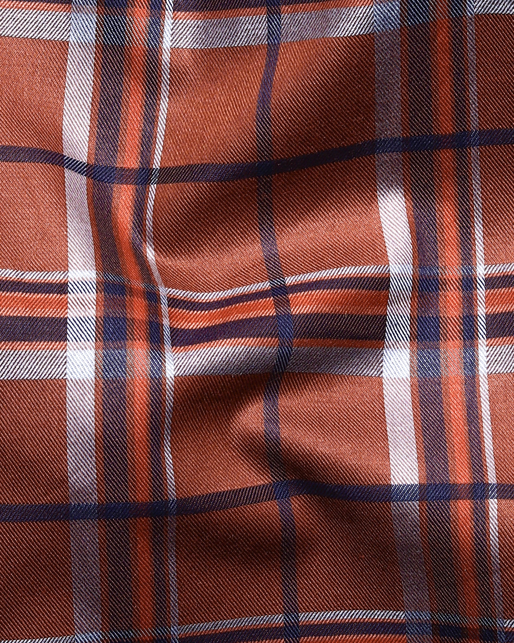 Rust Brown Checked Premium Cotton SHIRT