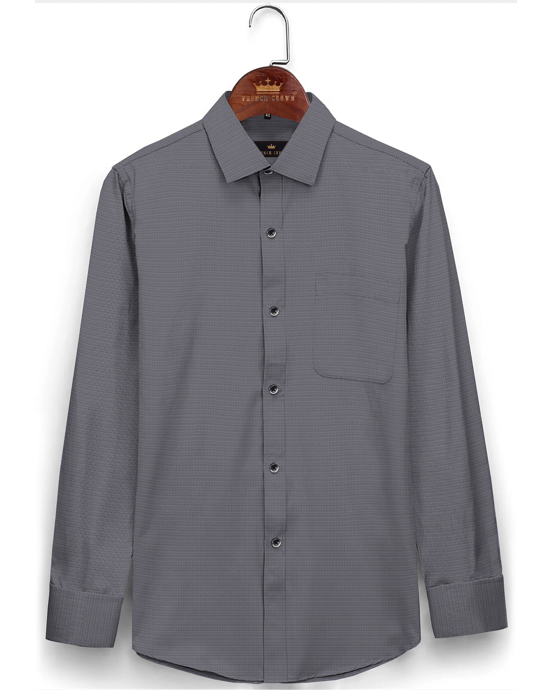 Grey Herringbone Premium Cotton SHIRT