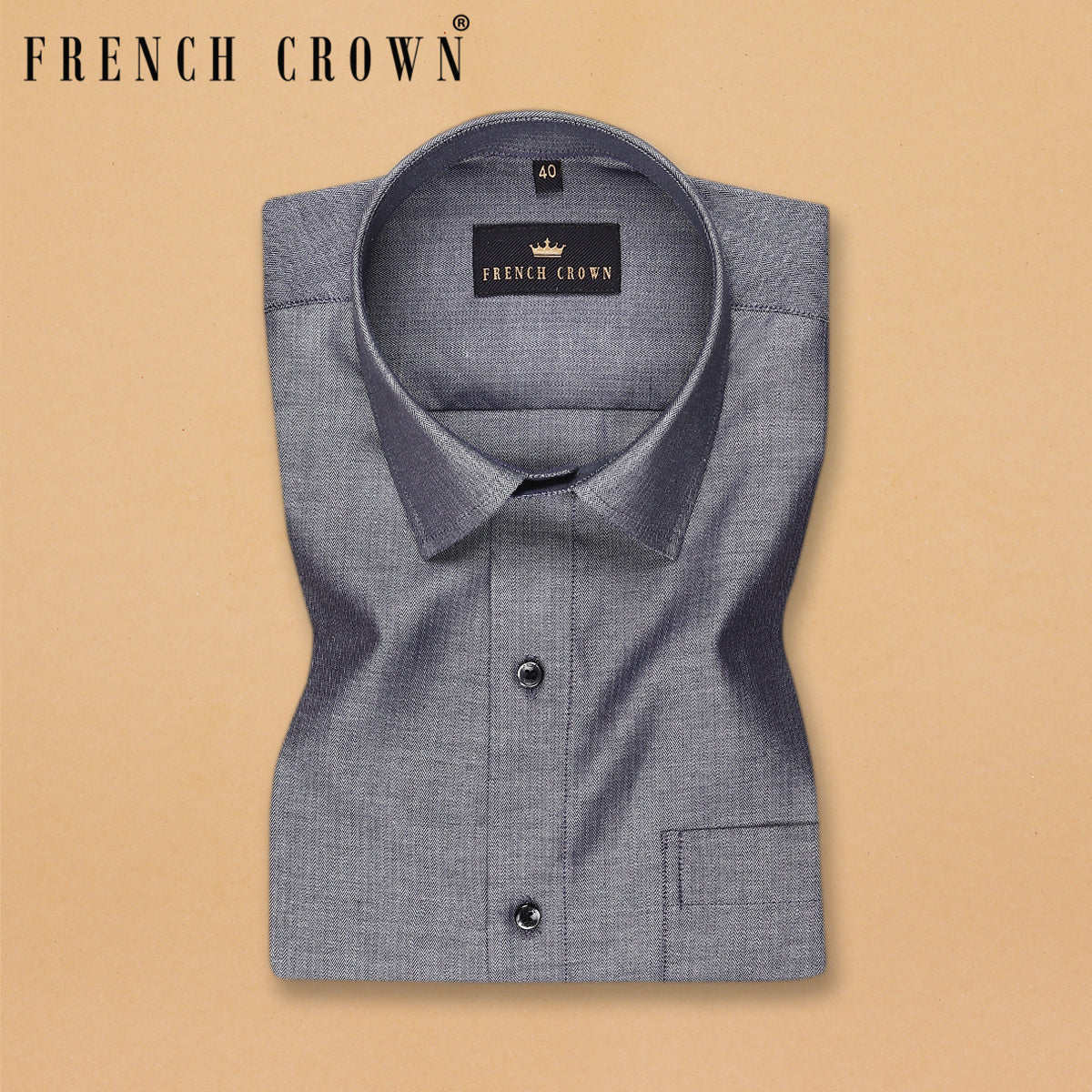 Grey Herringbone Premium Cotton SHIRT