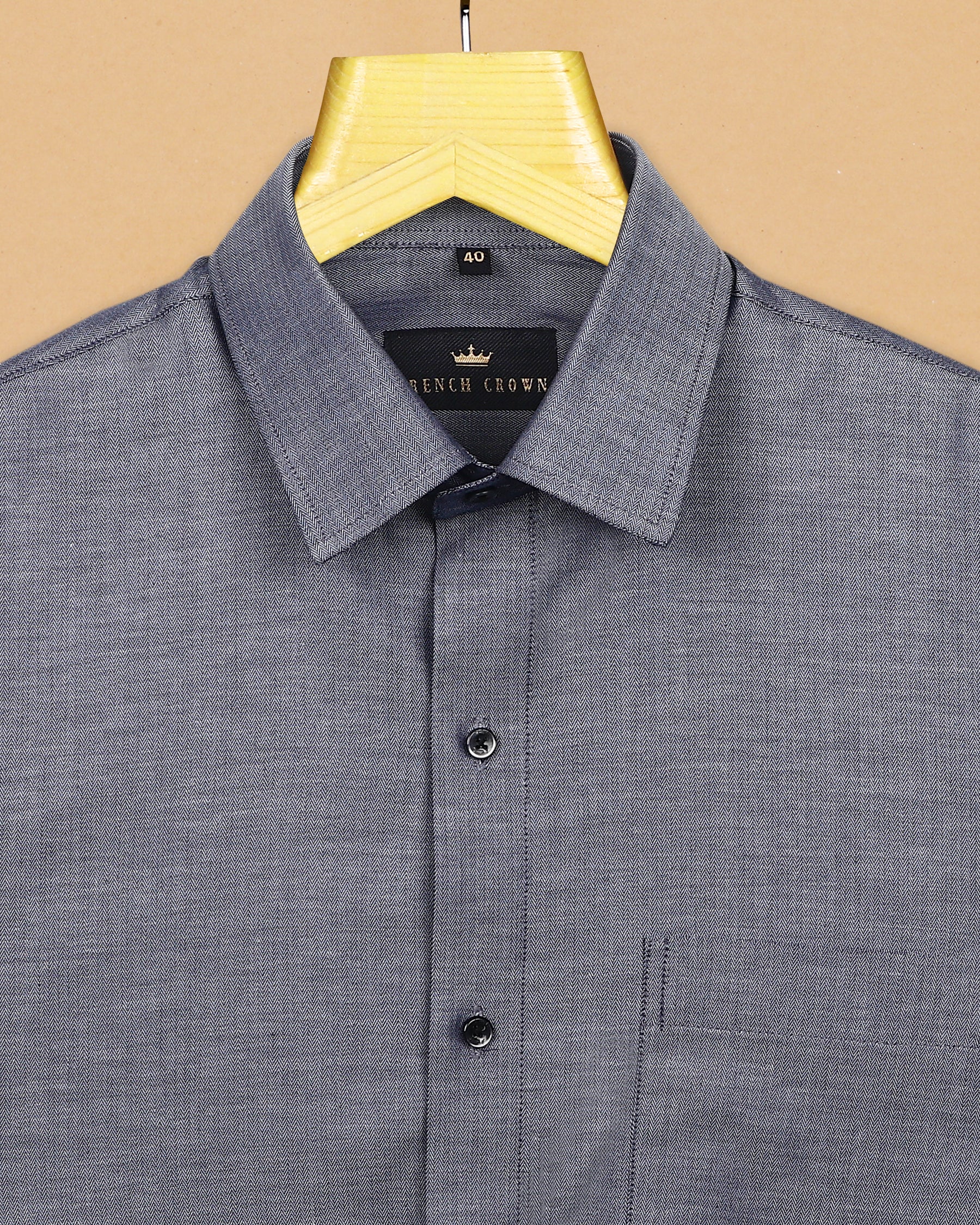 Grey Herringbone Premium Cotton SHIRT