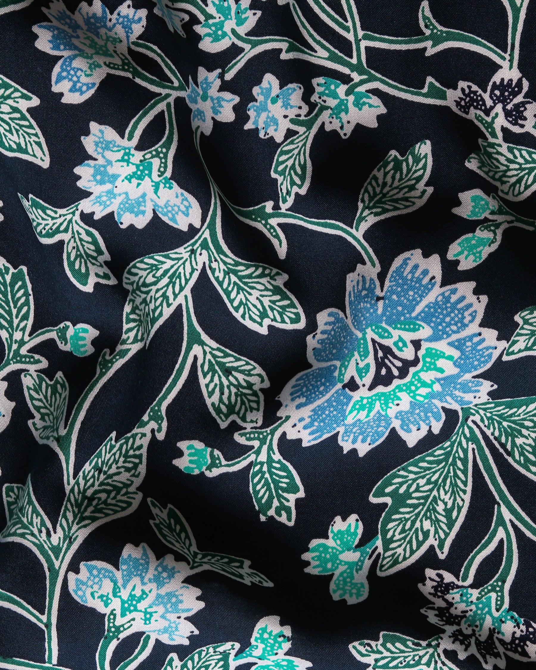 Navy Large Scale Flowers Print super soft Beach Shirt