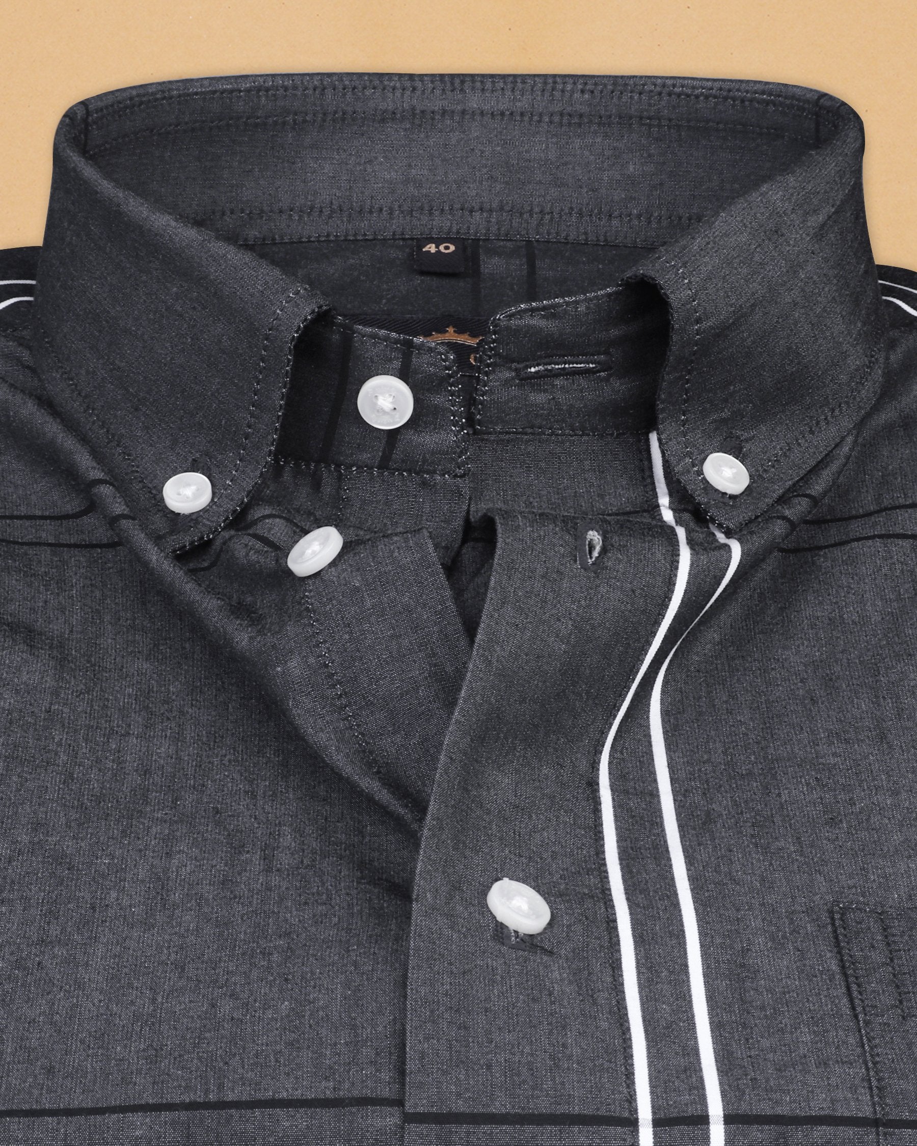Charcoal Windowpane Premium Cotton Shirt