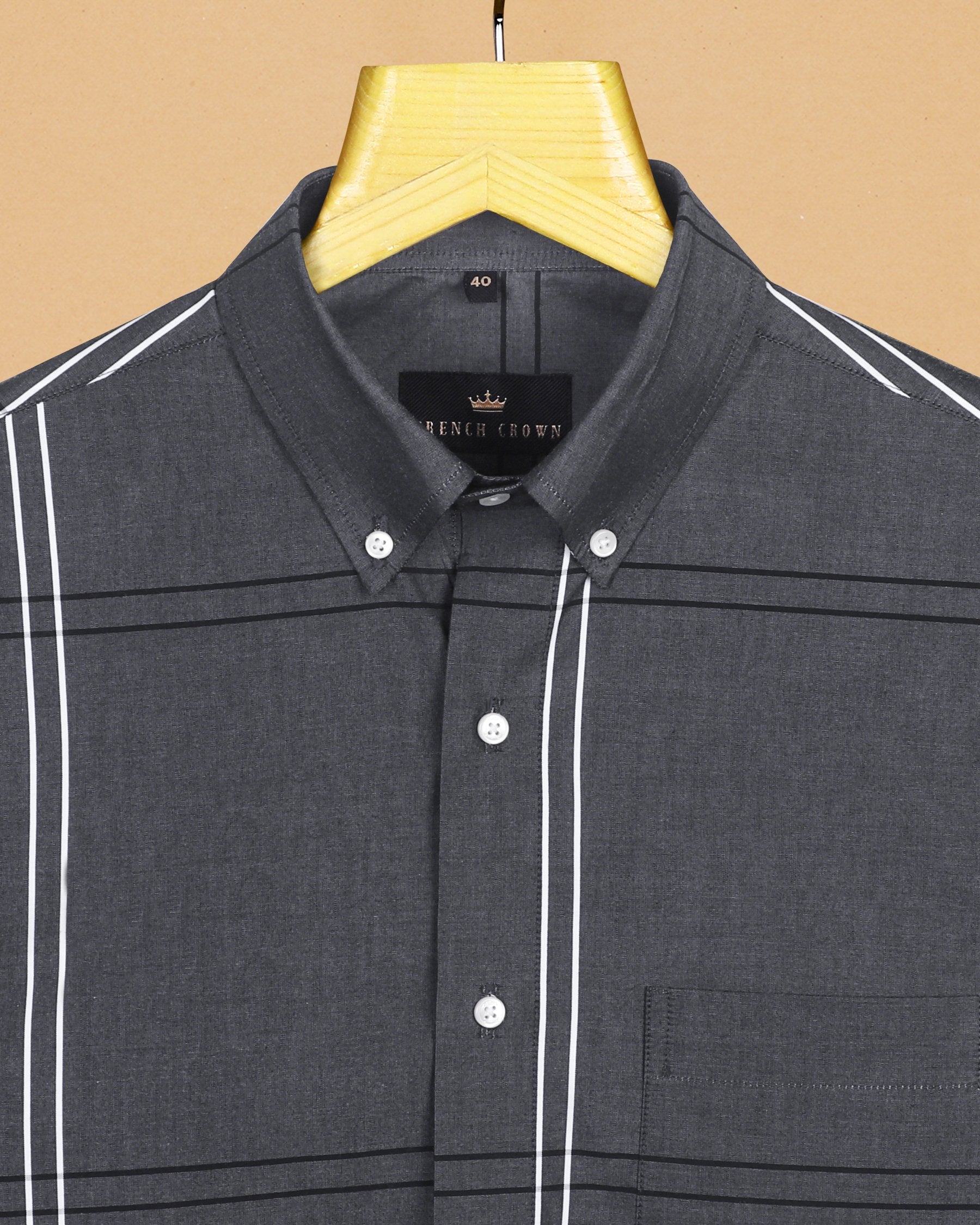 Charcoal Windowpane Premium Cotton Shirt