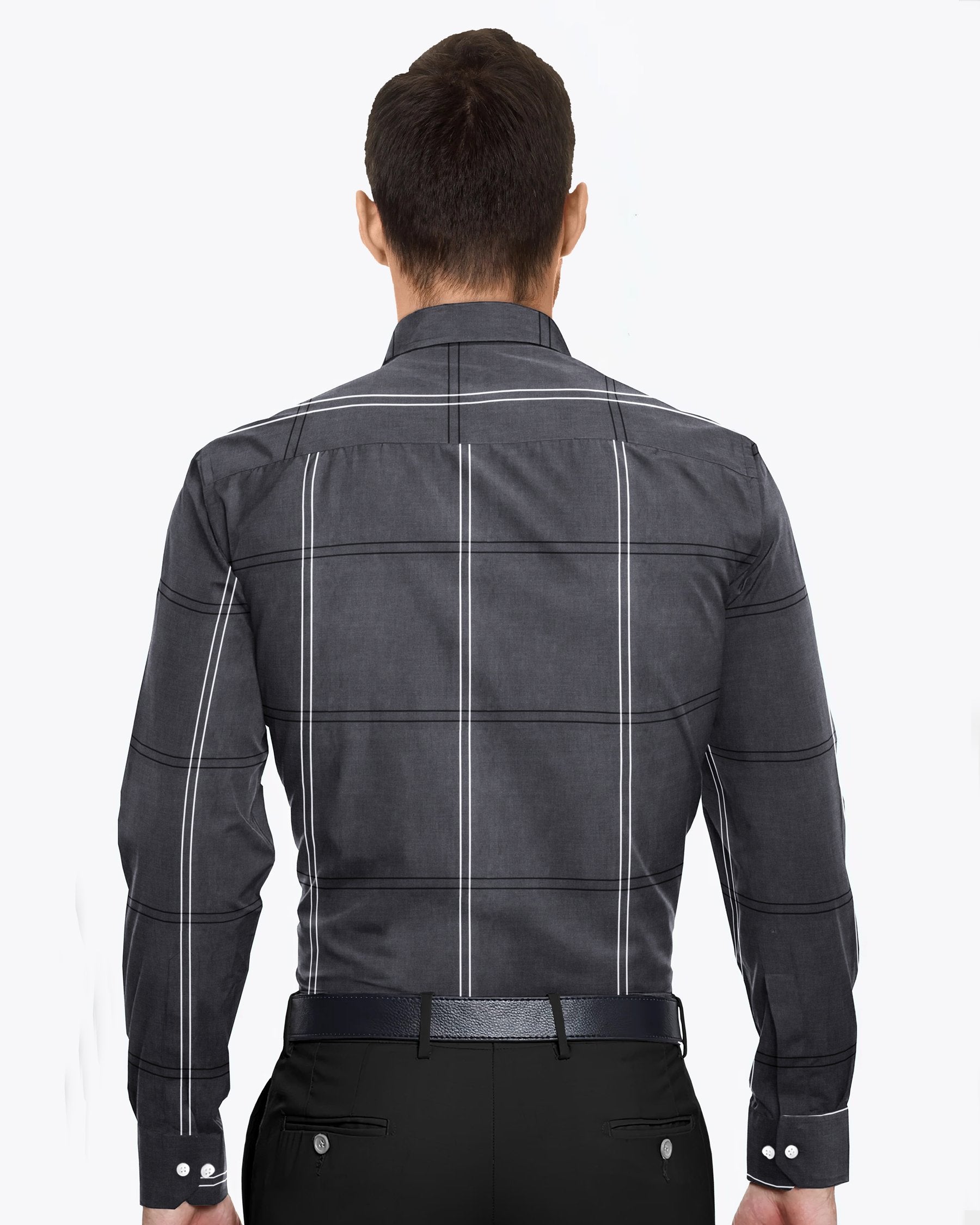 Charcoal Windowpane Premium Cotton Shirt