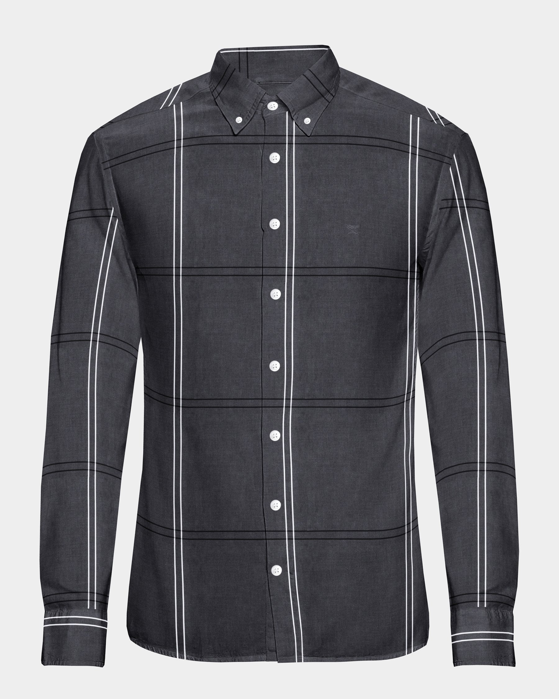 Charcoal Windowpane Premium Cotton Shirt