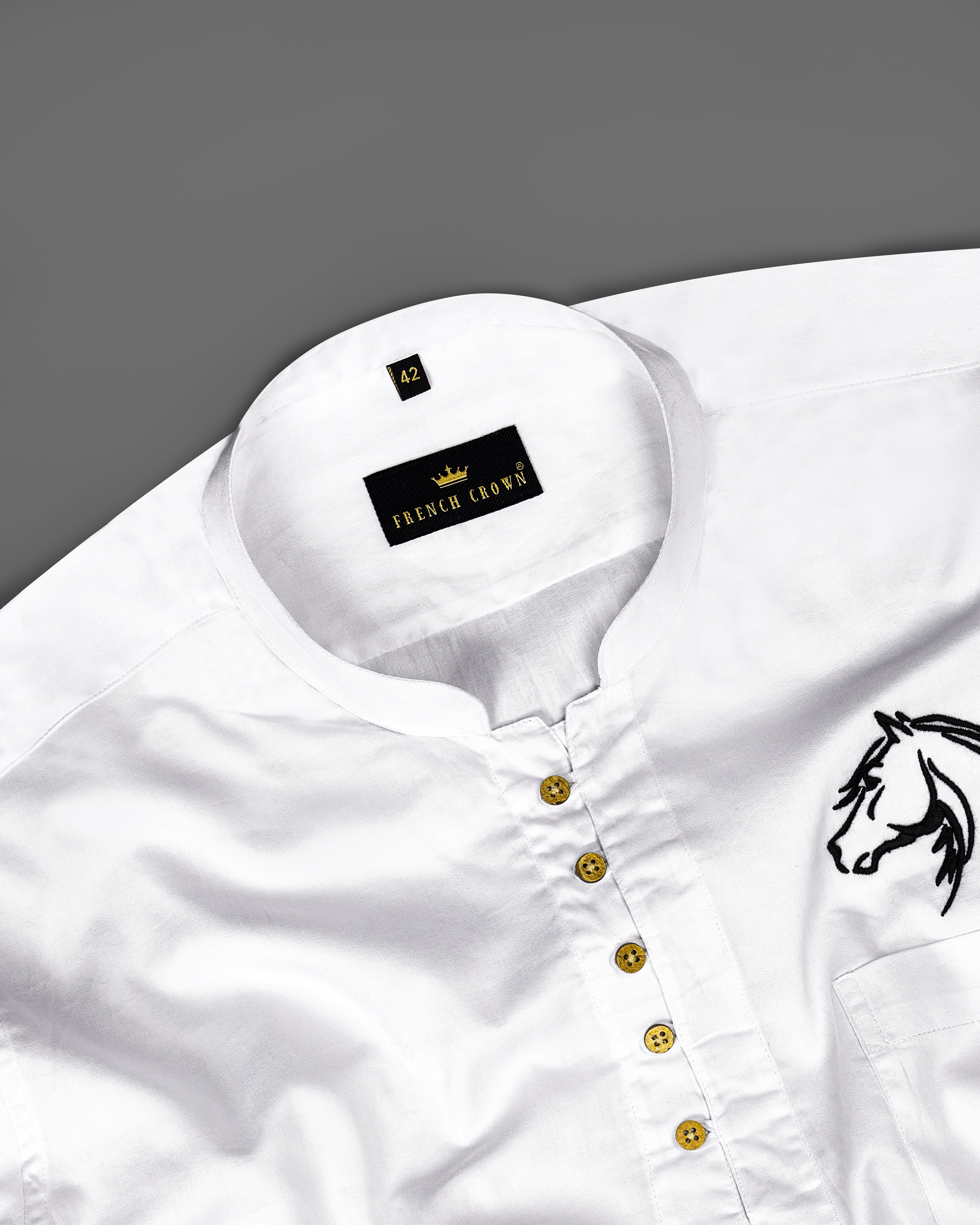 Bright White Subtle Sheen Horse Embroidered Super Soft Premium Cotton Kurta Shirt 2670-KS-E026-38,2670-KS-E026-H-38,2670-KS-E026-39,2670-KS-E026-H-39,2670-KS-E026-40,2670-KS-E026-H-40,2670-KS-E026-42,2670-KS-E026-H-42,2670-KS-E026-44,2670-KS-E026-H-44,2670-KS-E026-46,2670-KS-E026-H-46,2670-KS-E026-48,2670-KS-E026-H-48,2670-KS-E026-50,2670-KS-E026-H-50,2670-KS-E026-52,2670-KS-E026-H-52