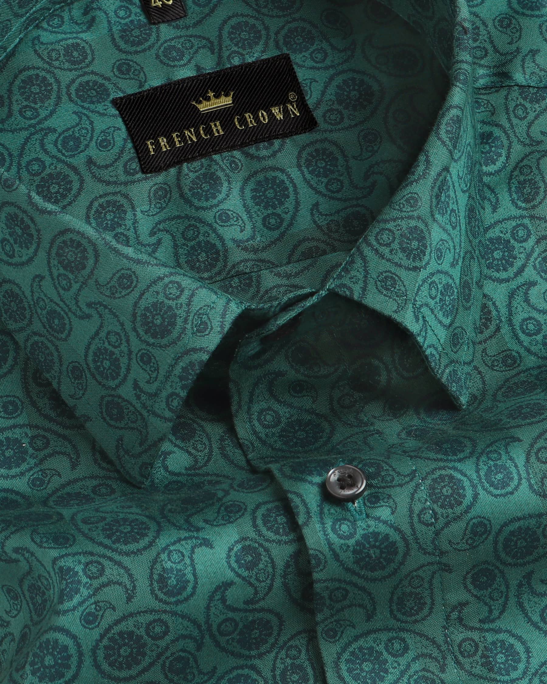 Green Paisleys Printed Premium Cotton Shirt 3421BLK-39, 3421BLK-H-39, 3421BLK-40, 3421BLK-H-40, 3421BLK-H-44, 3421BLK-46, 3421BLK-H-46, 3421BLK-48, 3421BLK-H-48, 3421BLK-50, 3421BLK-H-50, 3421BLK-52, 3421BLK-H-52, 3421BLK-38, 3421BLK-H-38, 3421BLK-H-42, 3421BLK-44, 3421BLK-42