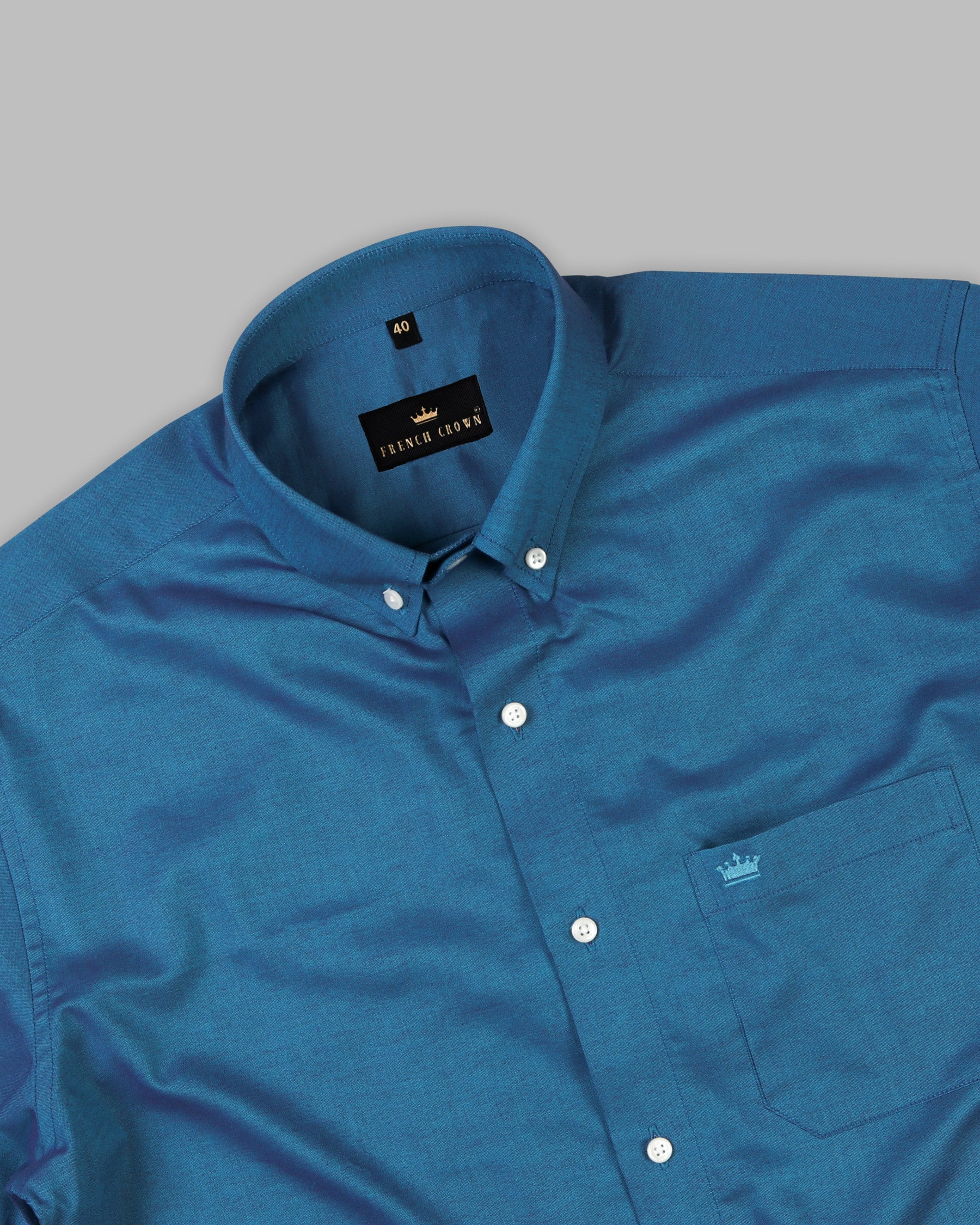 Sapphire Blue Two Tone Slight Sheen Premium Cotton Shirt