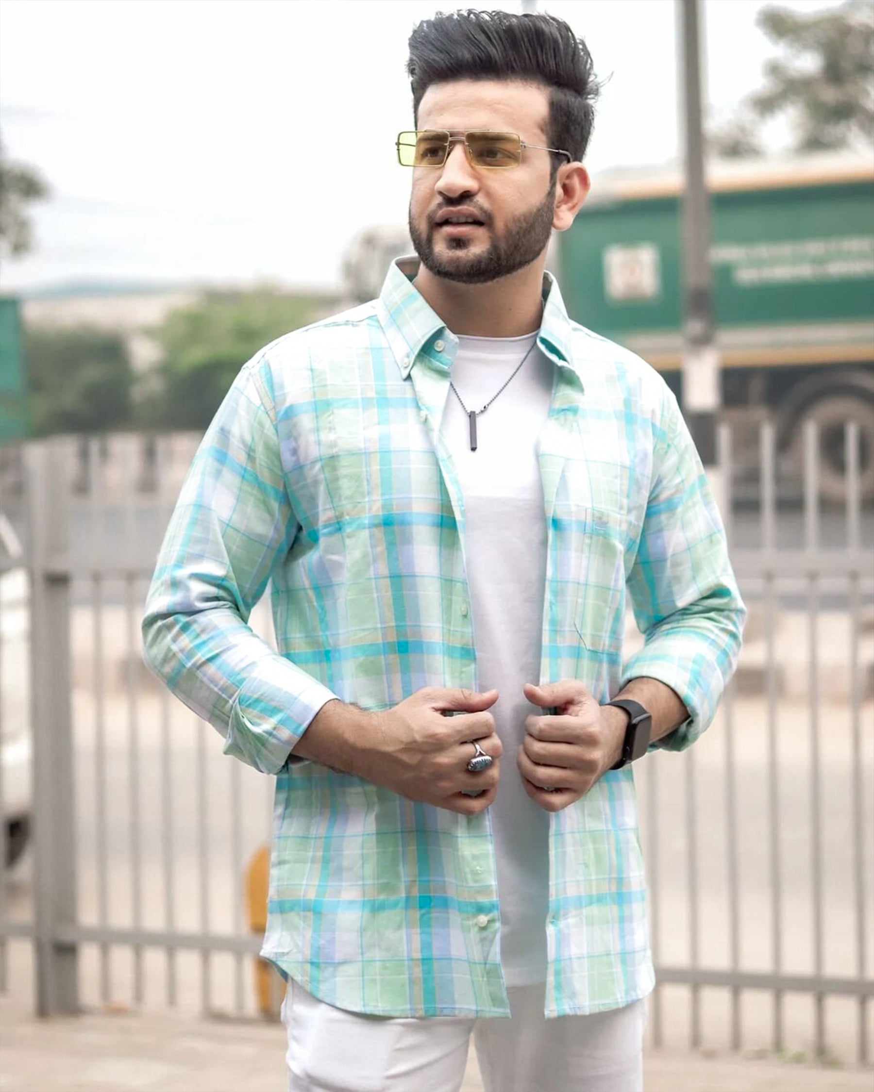 Scrunchie with Edgewater Gray Plaid Twill Premium Cotton Shirt 6856-BD-38,6856-BD-38,6856-BD-39,6856-BD-39,6856-BD-40,6856-BD-40,6856-BD-42,6856-BD-42,6856-BD-44,6856-BD-44,6856-BD-46,6856-BD-46,6856-BD-48,6856-BD-48,6856-BD-50,6856-BD-50,6856-BD-52,6856-BD-52